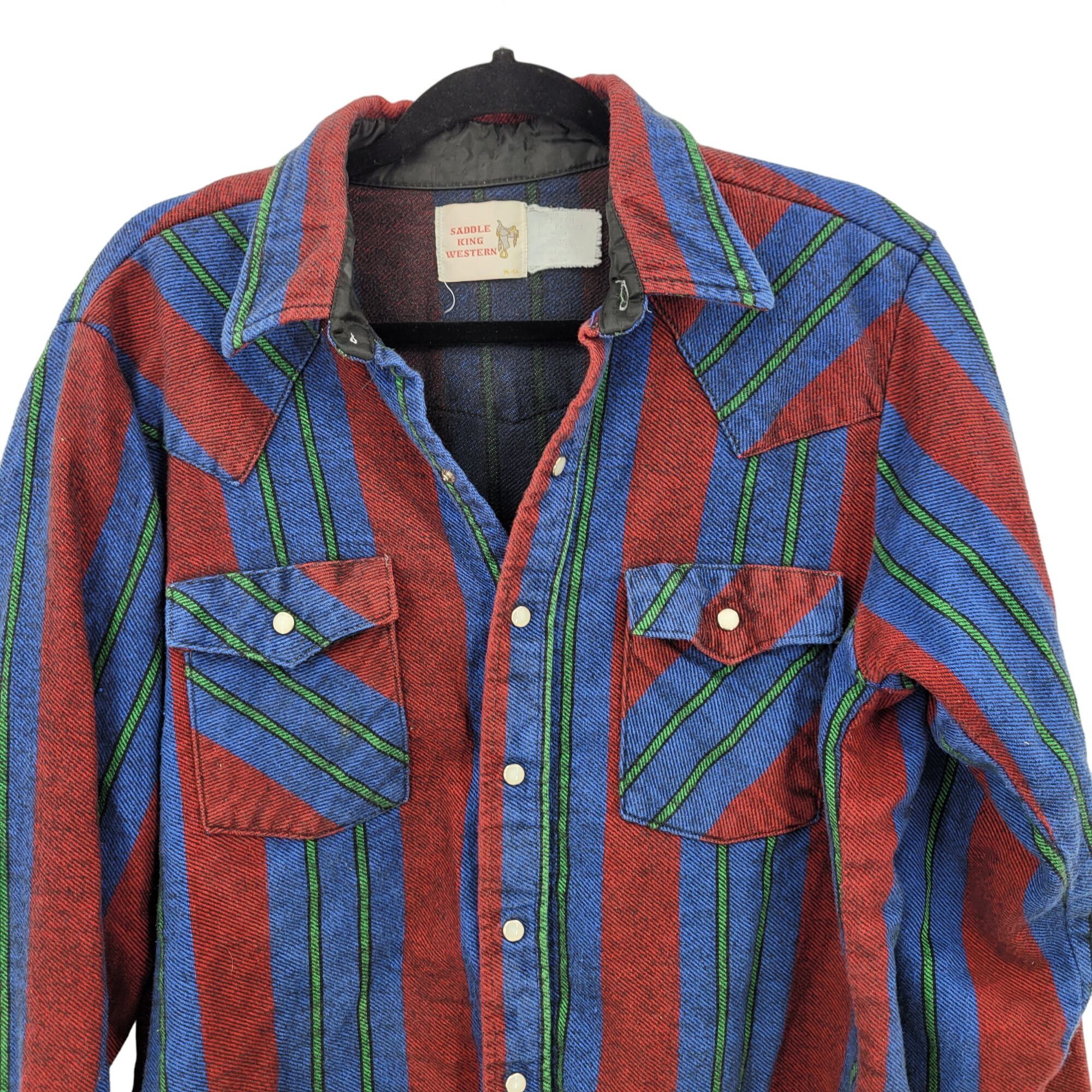 Vintage Vintage Western Striped Pearl Snap Flannel Shirt XL Outdoor Size US M / EU 48-50 / 2 - 5 Thumbnail