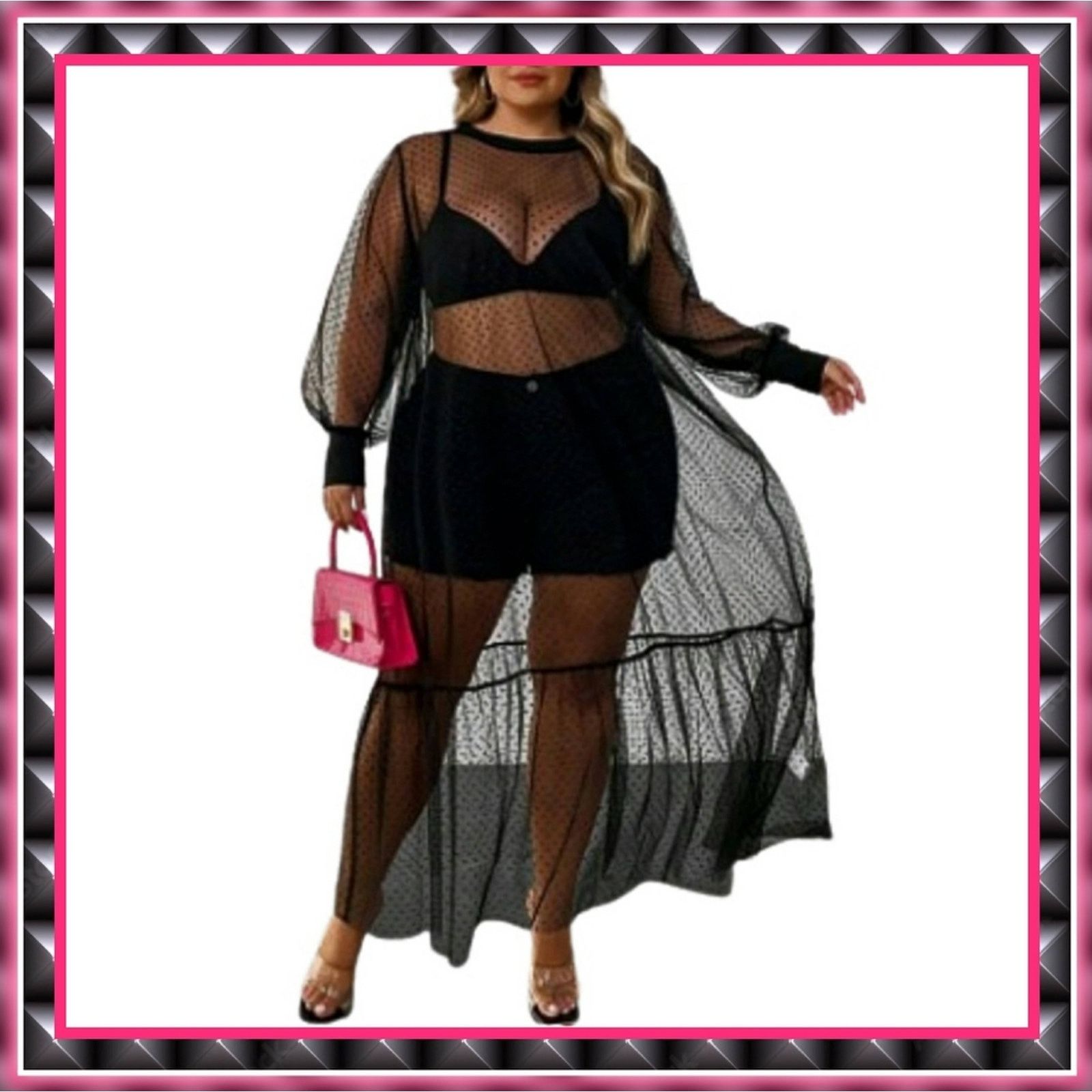 Shein Witchy ☆ Black Swiss Dot ☆ Ruffle Hem ☆ Maxi Dress 4x ☆ NWT Size 4XL / US 24-26 - 1 Thumbnail