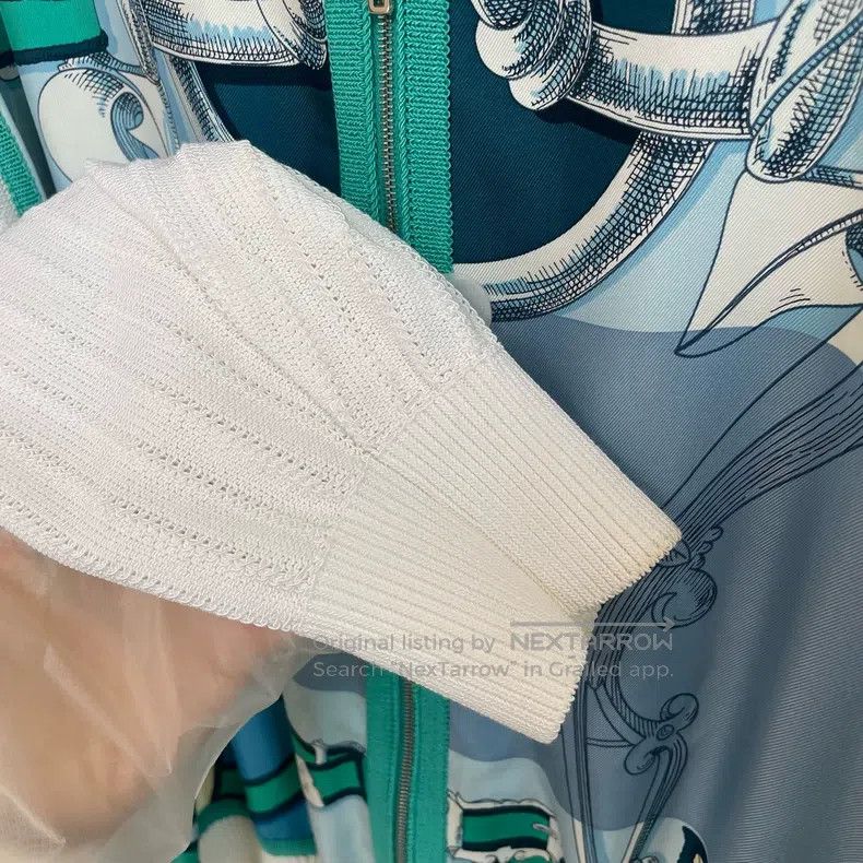 Hermes Hermes Silk Mixed Zip-Up Jacket - Blue-Green Size XS / US 0-2 / IT 36-38 - 3 Thumbnail