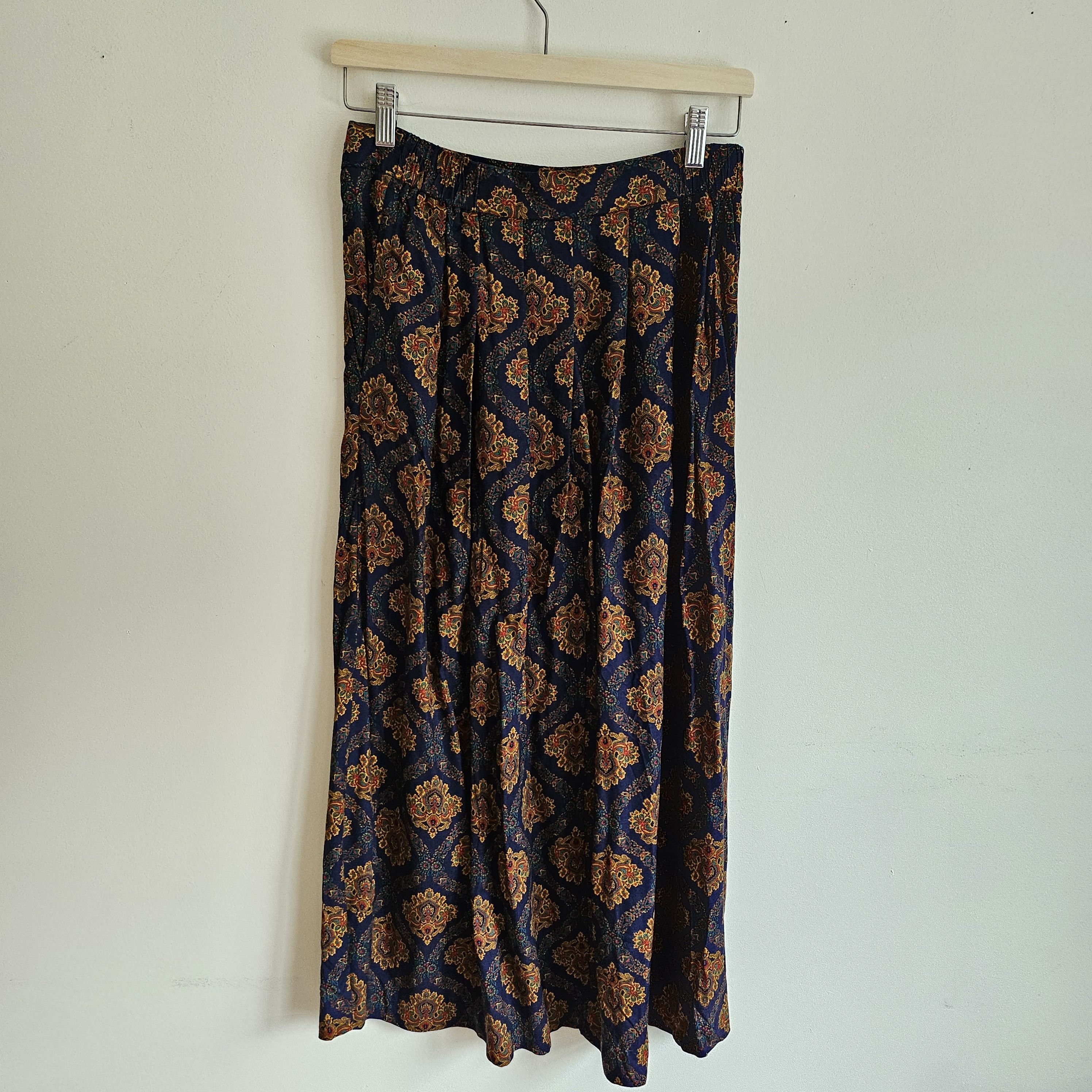 Vintage × Worthington Vintage Worthington Woman's Blue Paisley Pleat Skirt Size 28" / US 6 / IT 42 - 3 Thumbnail