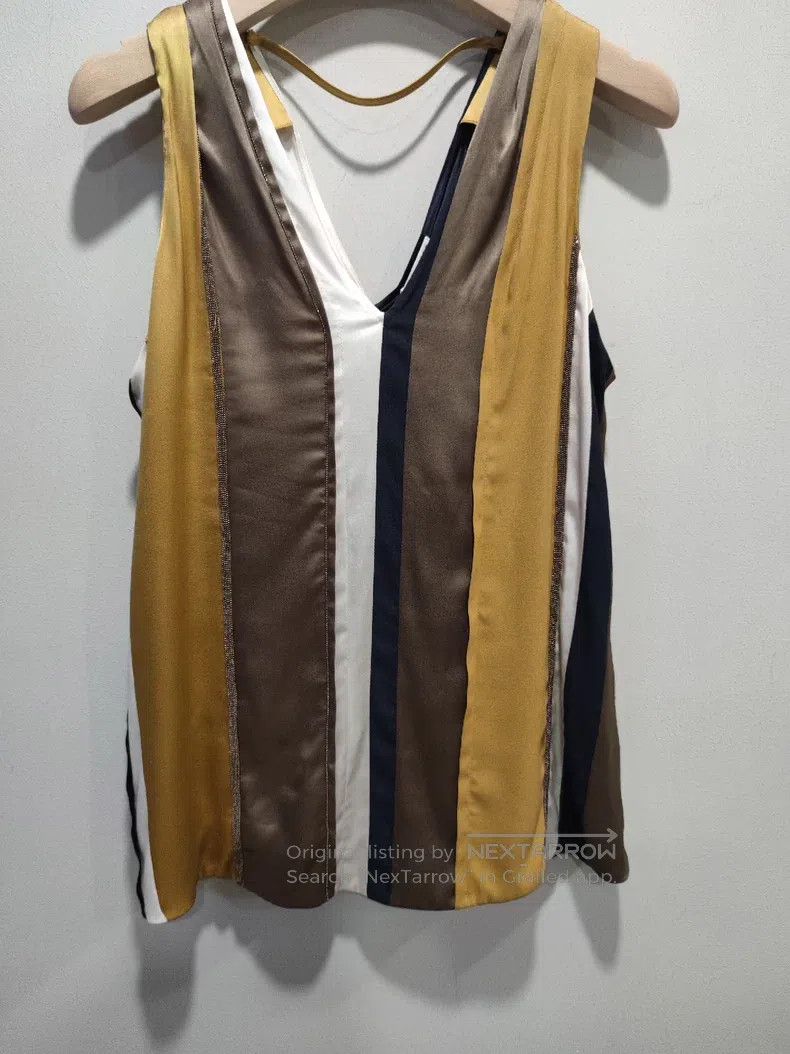 Brunello Cucinelli Brunello Cucinelli Sequin vest silk T-shirt top Size S / US 4 / IT 40 - 1 Thumbnail