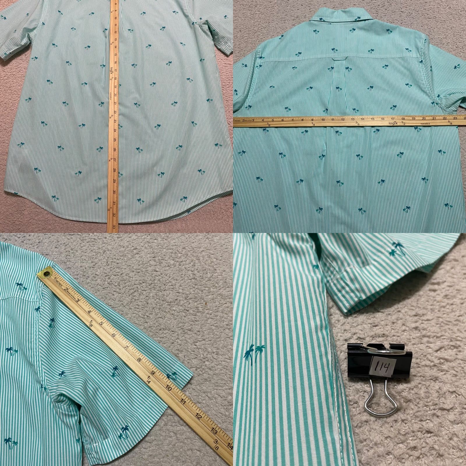 Chaps Chaps Mens Shirt Green Striped Tropical Button-Down Easy Care Shirt Adult Large Nike Size US L / EU 52-54 / 3 - 8 Thumbnail