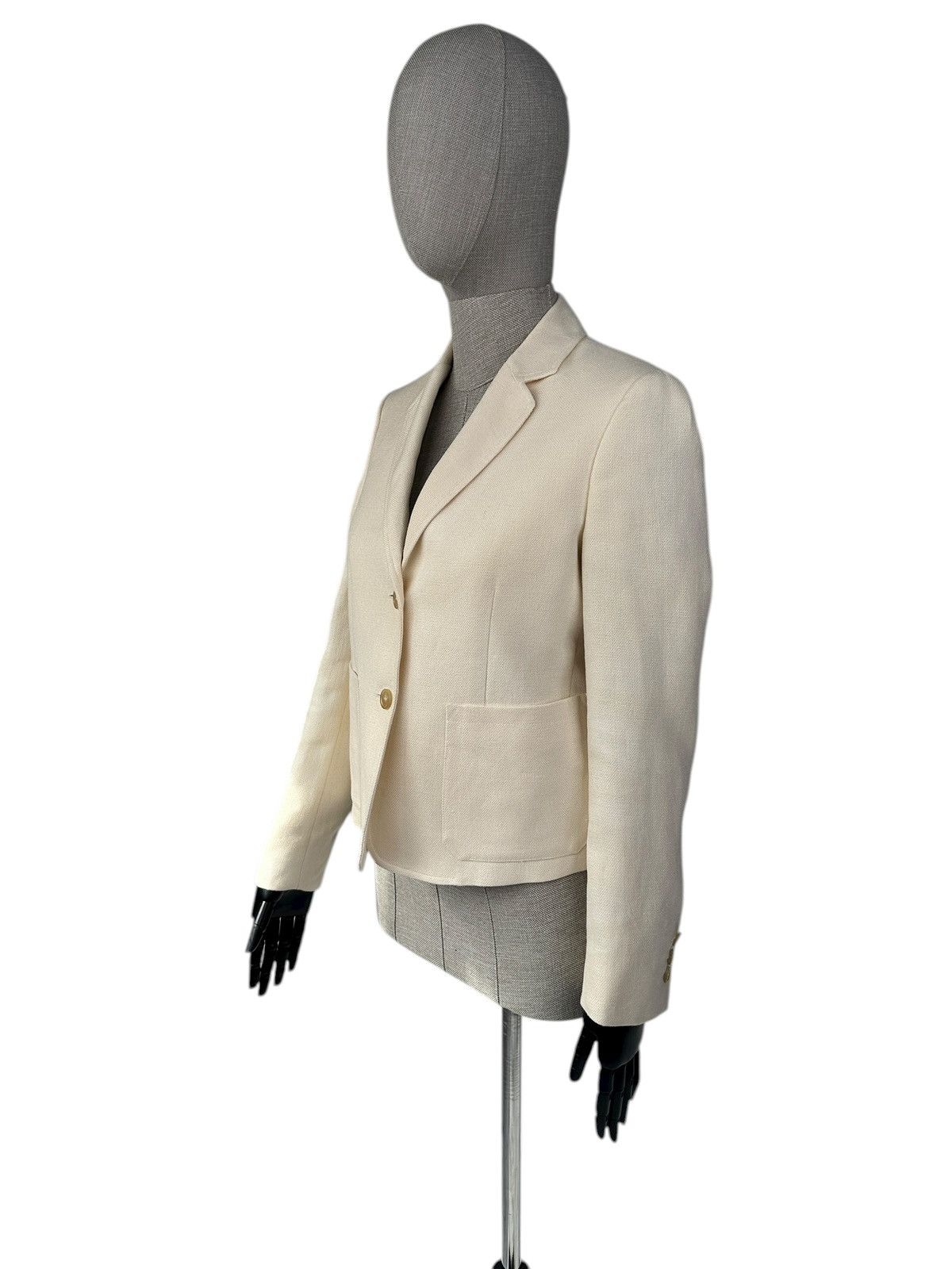 Burberry Prorsum BURBERRY PRORSUM Runway 100% Linen Blazer Jacket Ecru Size XS / US 0-2 / IT 36-38 - 2 Thumbnail