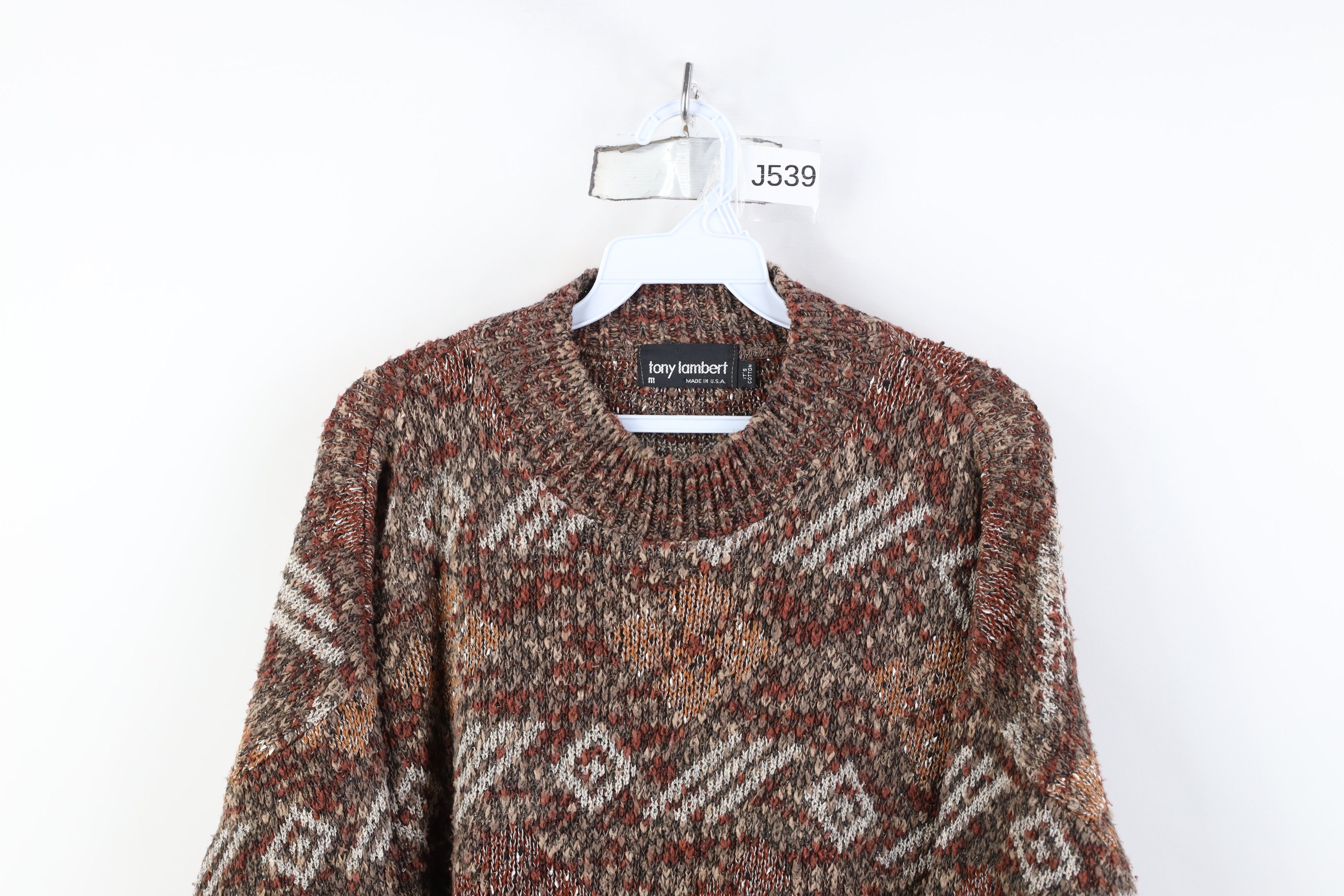 Vintage Vintage 90s Streetwear Geometric Knit Sweater Earth Tone USA Size US M / EU 48-50 / 2 - 2 Thumbnail