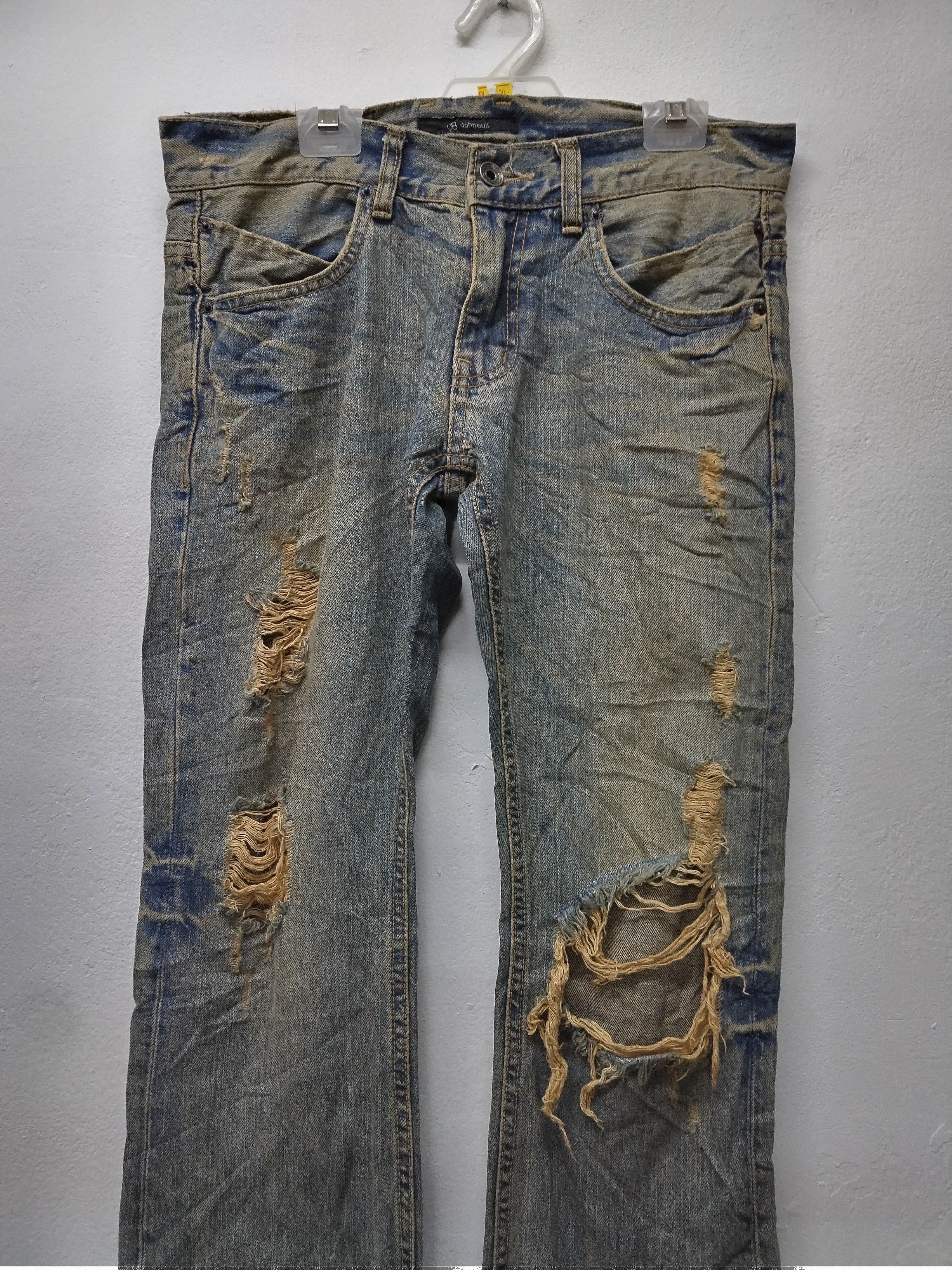 Japanese Brand × Johnbull Crazy Cool Vtg distressed Trash Flared Design John Bull Jean Size US 30 / EU 46 - 6 Thumbnail
