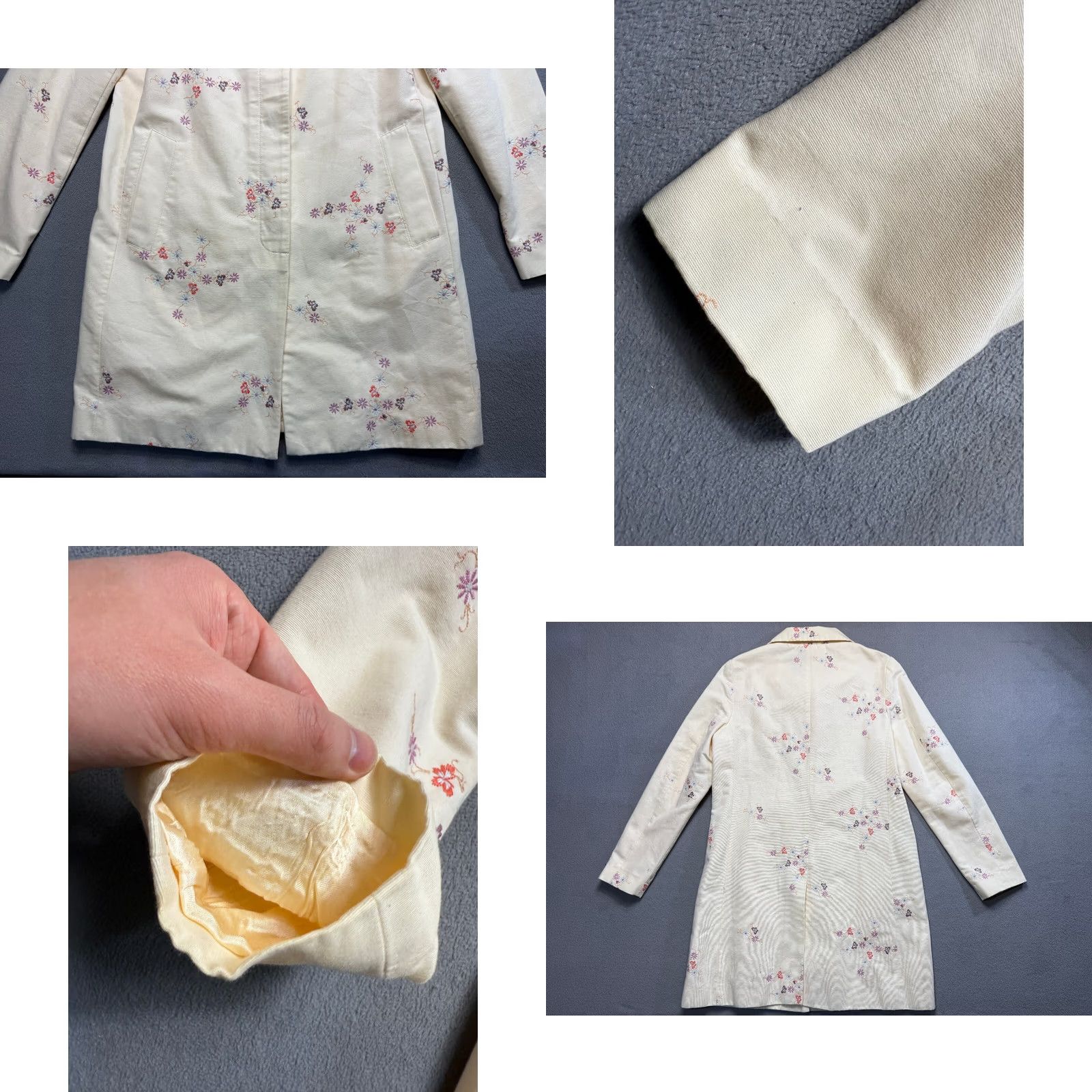 Gap GAP Beige embroidery coat flowers pattern womens size M Coat Womens M Beige Flower Embroidery Pattern Trench Coat Size M / US 6-8 / IT 42-44 - 9 Thumbnail