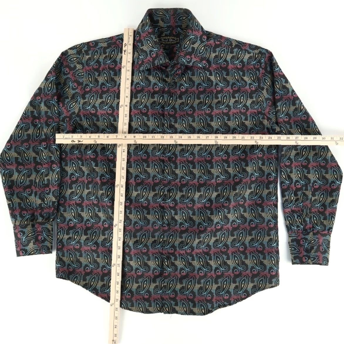 Vintage Daniel Ellissa Geometric Paisley 18 1/2 Polyester Solid Shirt Black Men's 2XL Size US XXL / EU 58 / 5 - 3 Thumbnail