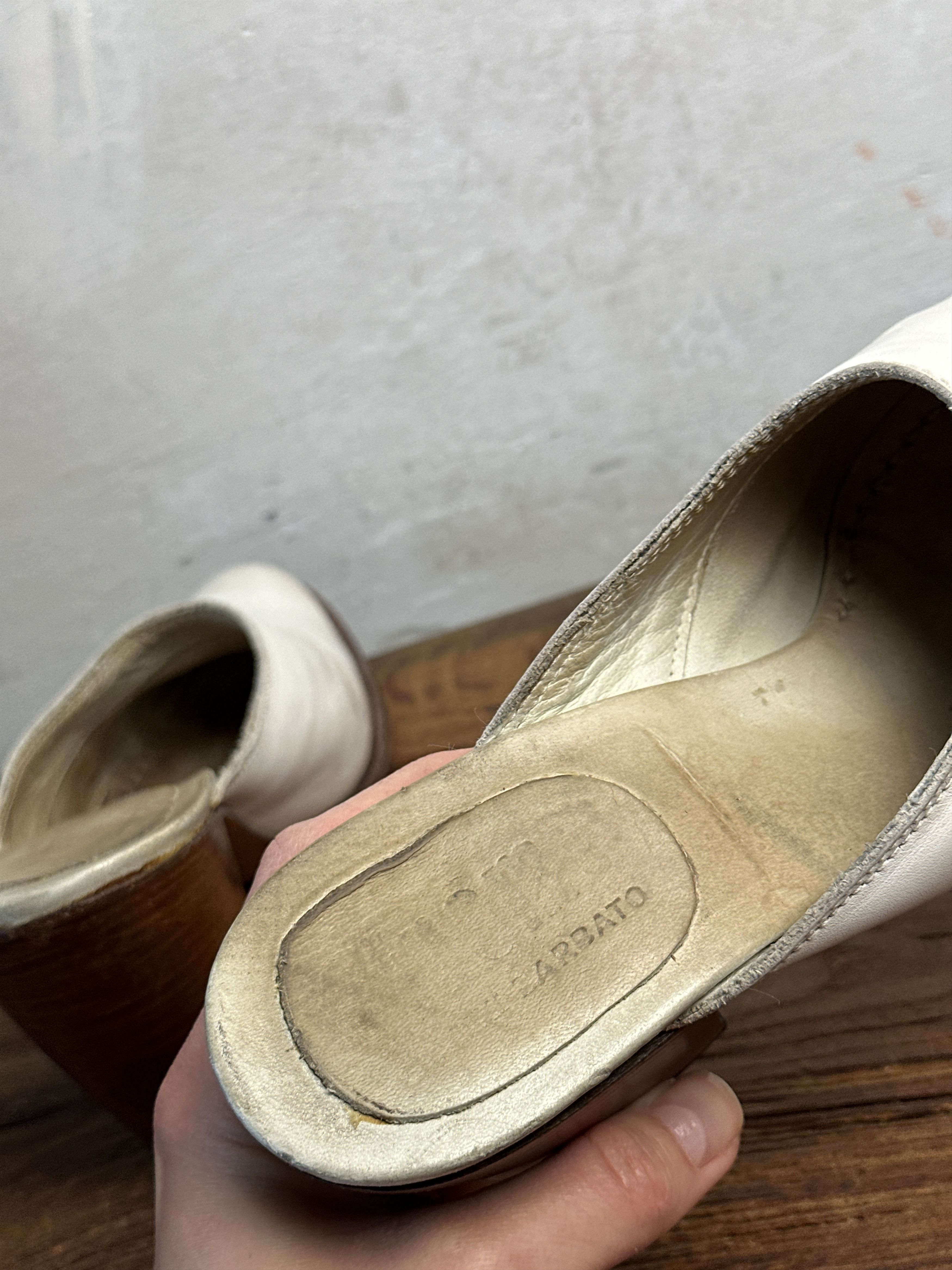 Gianni Barbato Gianni Barbato White Leather Mules Size US 9 / IT 39 - 9 Thumbnail