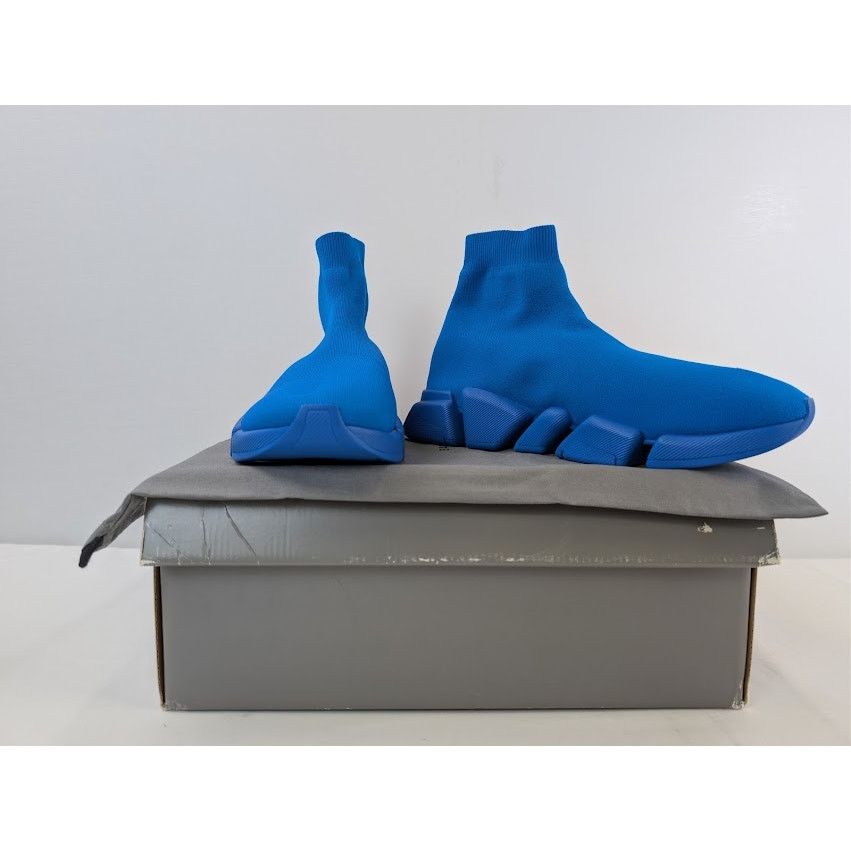 Balenciaga o1rshd1 Speed 2.0 Recycled Knit Sneakers in Dark Blue Size US 11 / EU 44 - 18 Thumbnail