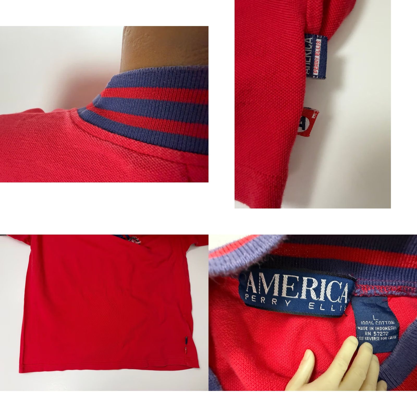 Perry Ellis VINTAGE Perry Ellis Shirt Men Large Mock Neck 90s Red Knit Cotton Long Sleeve T-Shirt Retro 80s 90s Hipster Outdoor Size US L / EU 52-54 / 3 - 8 Thumbnail