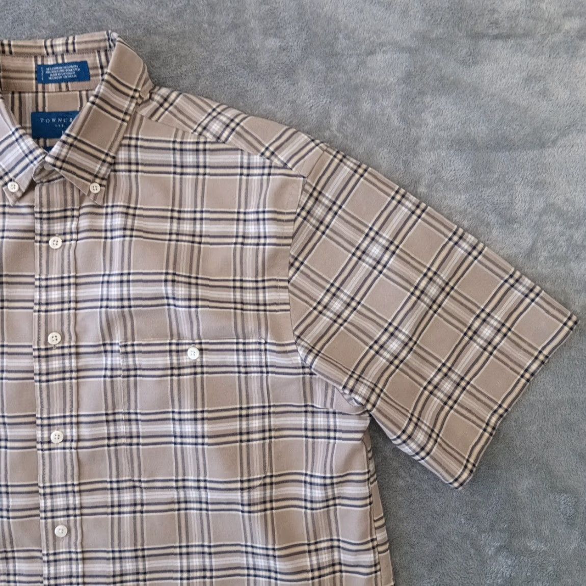 Vintage TownCraft Shirt Mens Medium Gray Plaid Short Sleeve Button-Down Collaboration Size US M / EU 48-50 / 2 - 4 Thumbnail