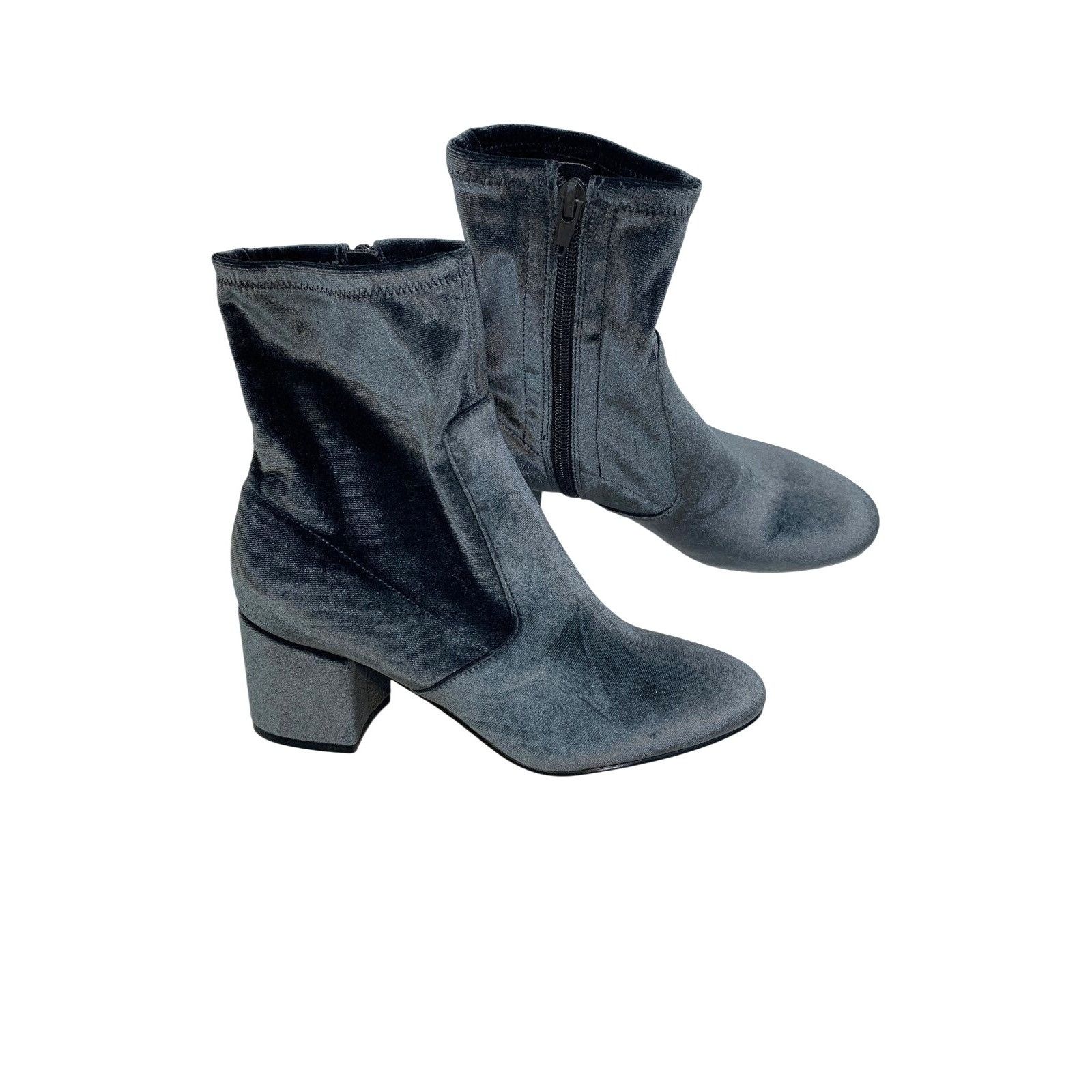 Other Ivanka Trump Velvet Ankle Boots Grey 8.5 2.5” Chunky Heel Si Size US 8.5 / IT 38.5 - 1 Thumbnail