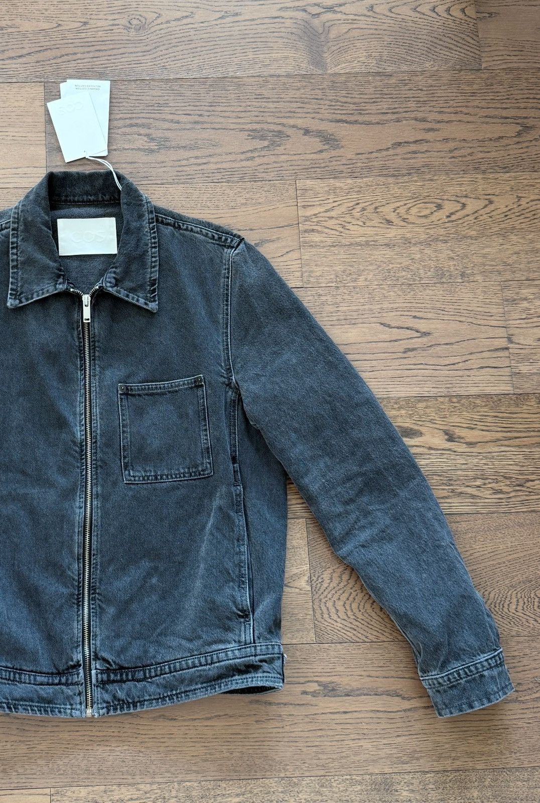 Cos COS Mens Organic Cotton Washed Charcoar Grey Denim Jacket XS Size US XS / EU 42 / 0 - 14 Thumbnail
