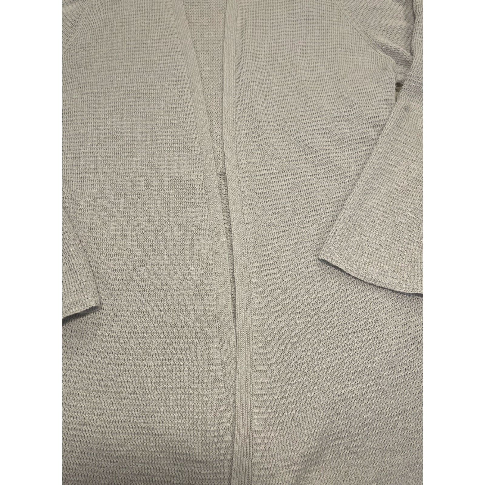 Eileen Fisher VINTAGE Eileen Fisher Linen Blend Open Front Cardigan Sweater Womens Light Gray Sz M Size M / US 6-8 / IT 42-44 - 2 Thumbnail