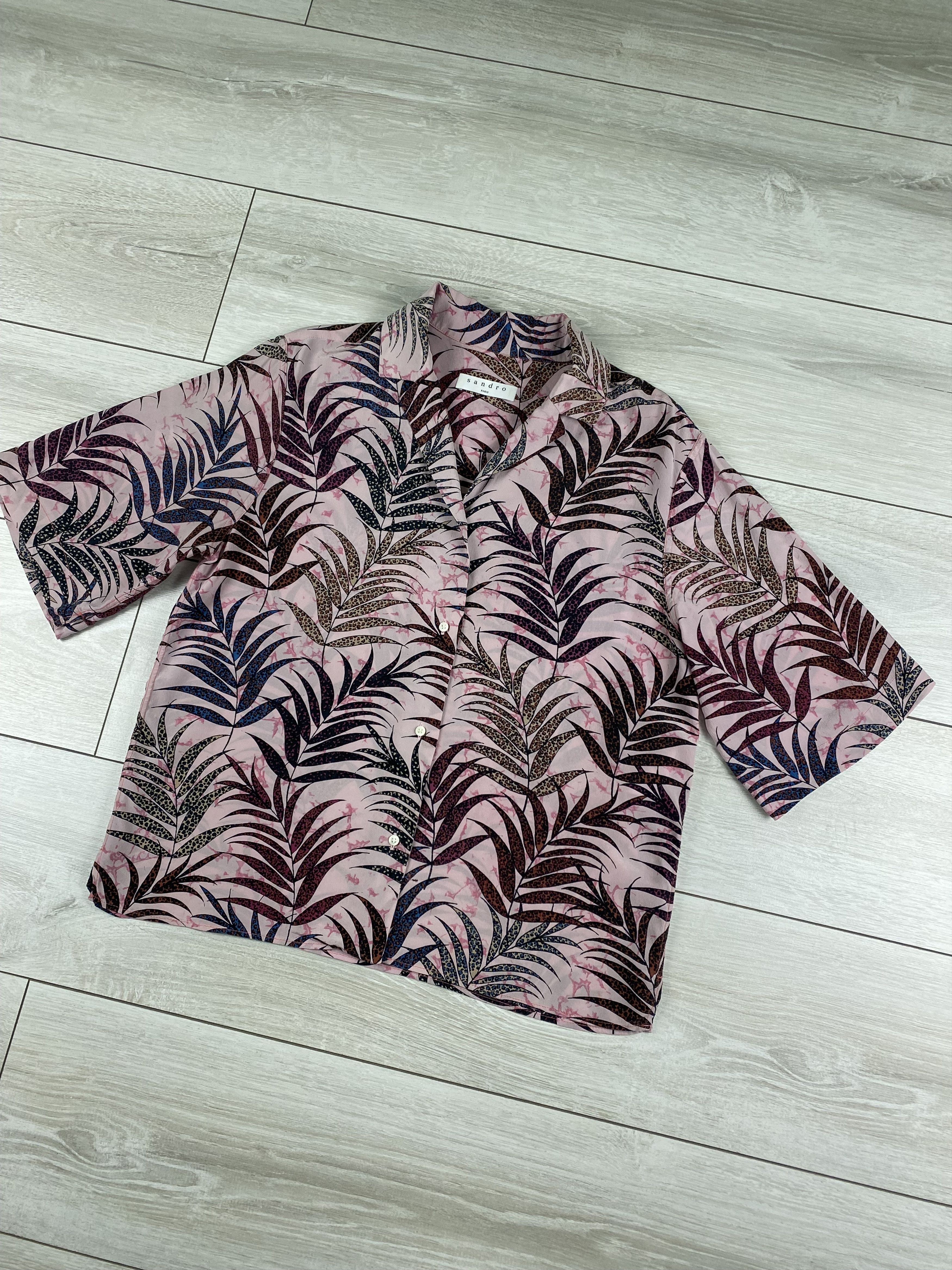 Designer × Sandro Sandro Liliane Botanical-Print Silk Top blouse shirt Size M / US 6-8 / IT 42-44 - 2 Thumbnail