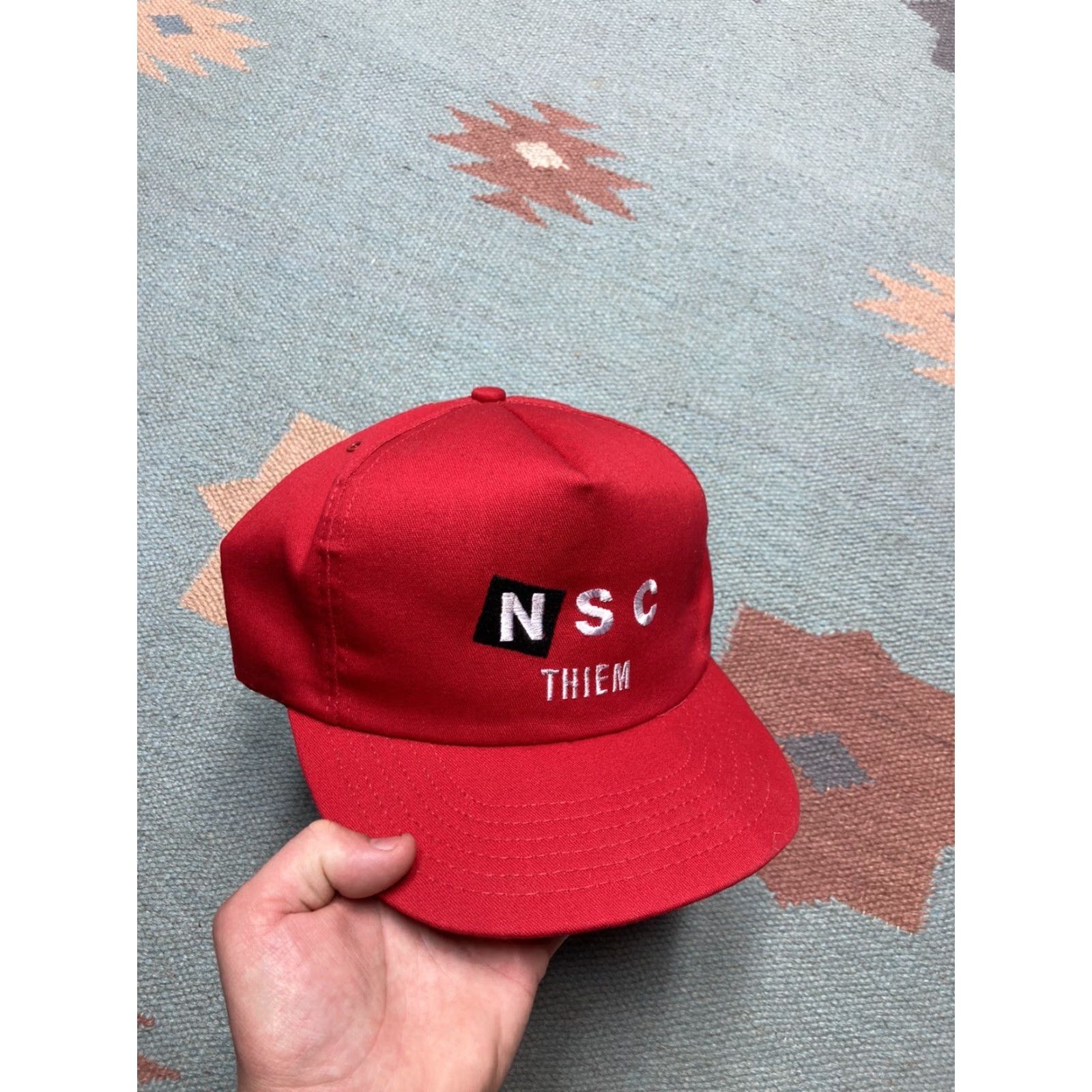 Vintage VINTAGE Snapback Hat Cap NSC Thiem Red Made in USA EUC NOS Tennis Men Adjustable Red USA Snапback Hat Size ONE SIZE - 2 Thumbnail