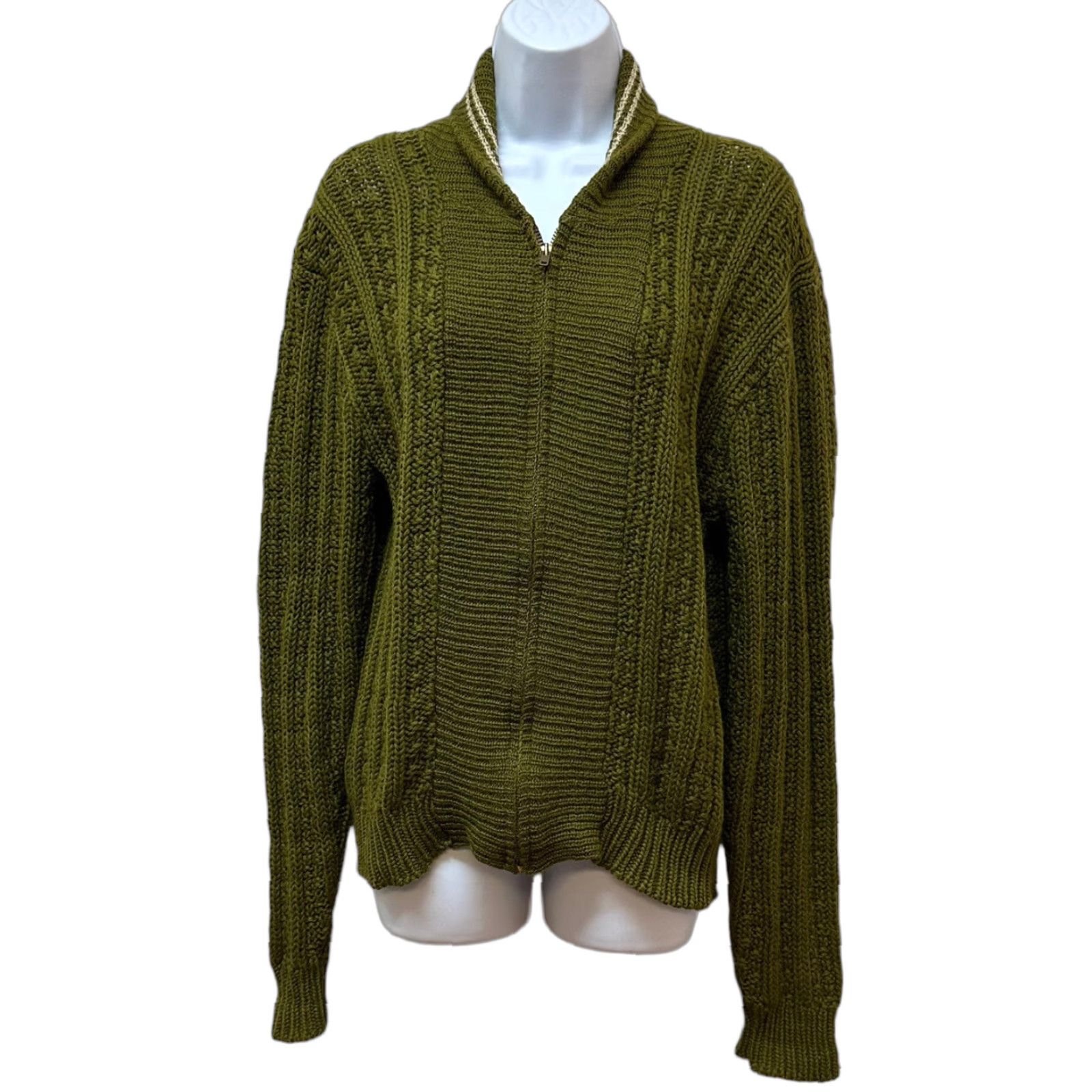 Etro VINTAGE Avocado Green Cardigan Unisex Full Zip Knit Sweater L Unbranded Casual 90s? Retro Hipppy Style M/L Brown? Size L / US 10 / IT 46 - 1 Thumbnail