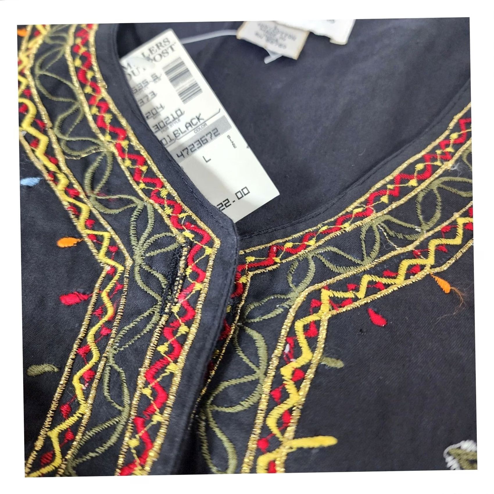 Anchor Blue VINTAGE Anchor Blue Embroidered Cotton Vest Black Paisley Boho Womens Large NWT Size L / US 10 / IT 46 - 6 Thumbnail