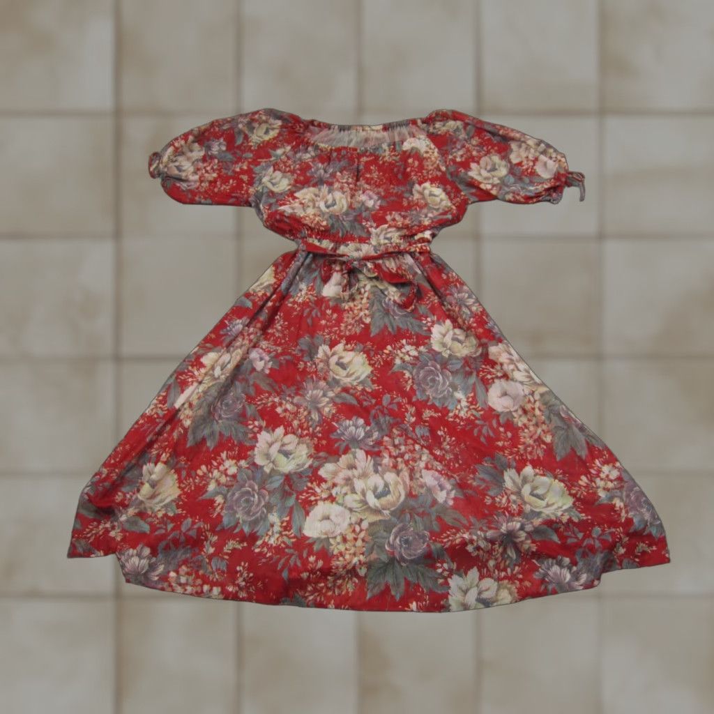 Vintage VINTAGE Patty O’Neil Dress Womens 11 Red Floral Boho Cottagecore Tie Waist 70s Size L / US 10 / IT 46 - 1 Thumbnail