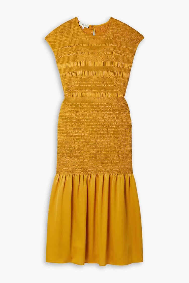 Lafayette 148 LAFAYETTE 148 Shirred crepe midi dress Saffron XL MSRP $1195 Size XL / US 12-14 / IT 48-50 - 4 Thumbnail