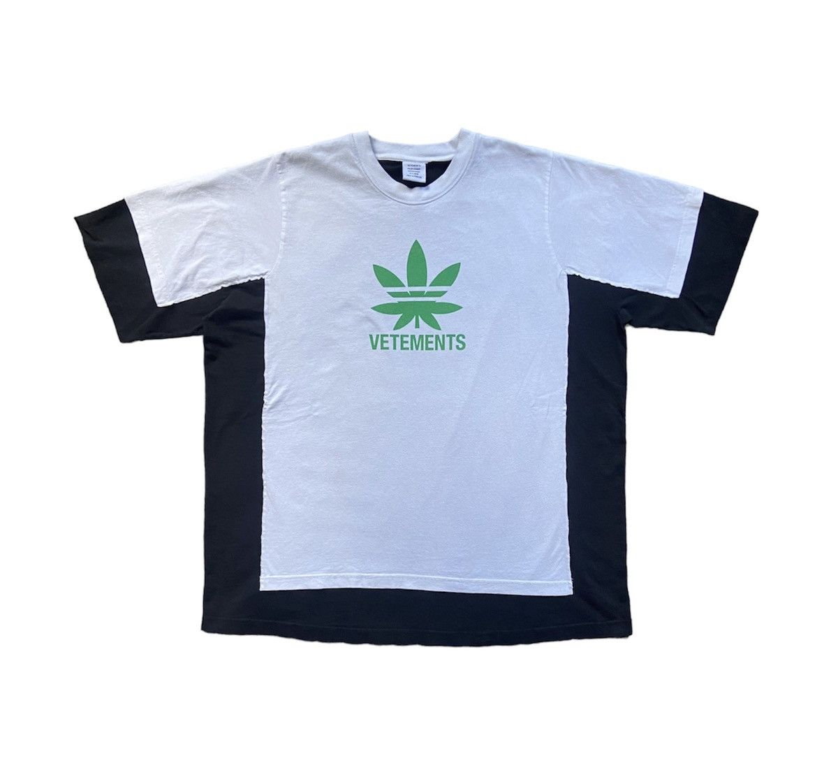 image of Vetements Weed Double Shirt in Black/White/Green, Men's (Size Medium)