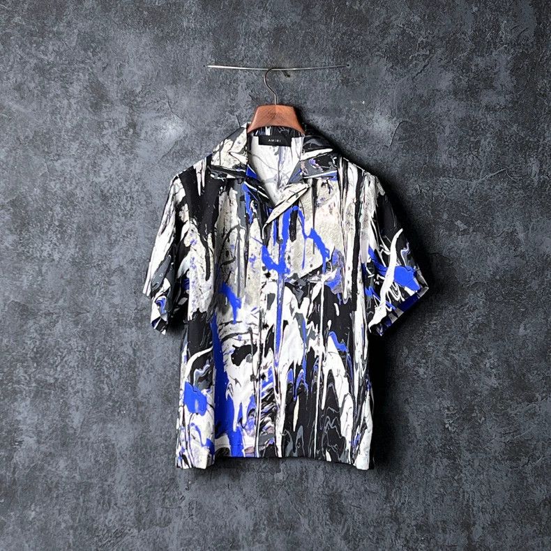 Amiri Amiri Spray paint design mulberry silk short-sleeved shirt Size US S / EU 44-46 / 1 - 1 Thumbnail