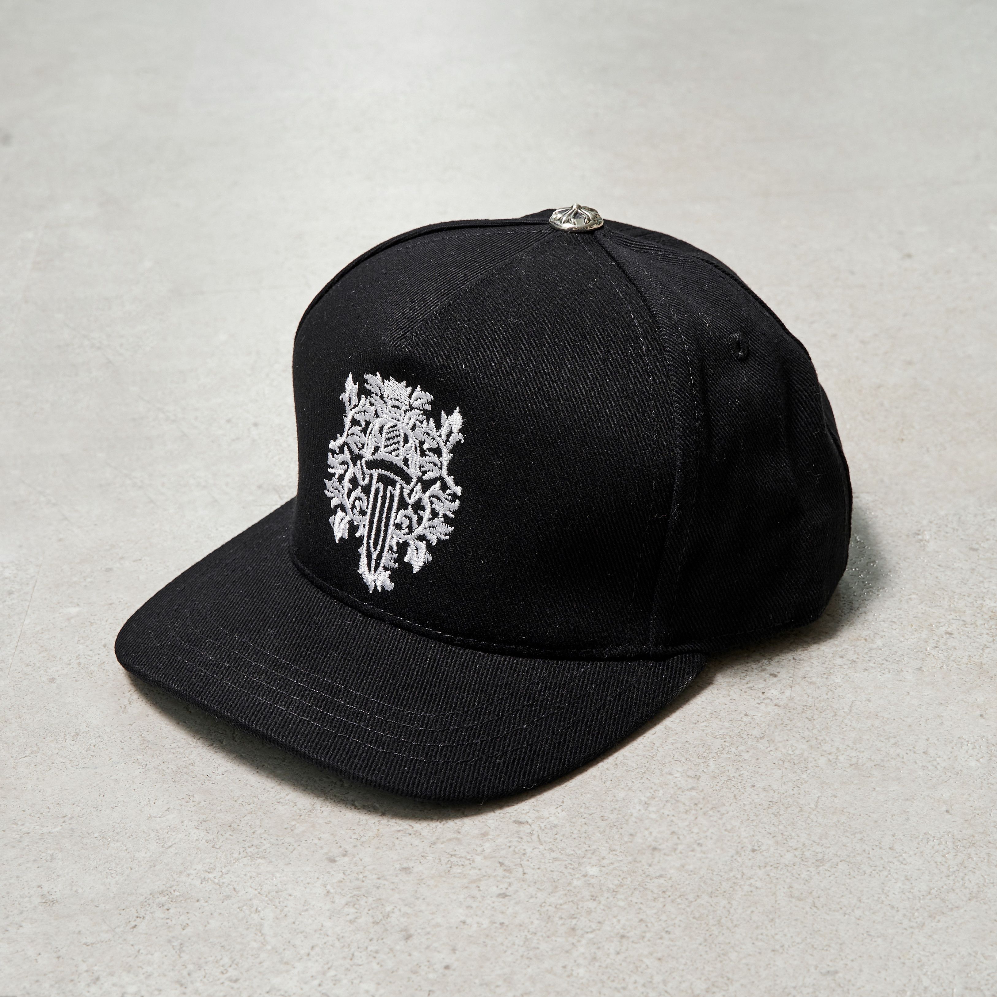 Chrome Hearts Dagger Leather Brim Pinstripe Baseball Cap