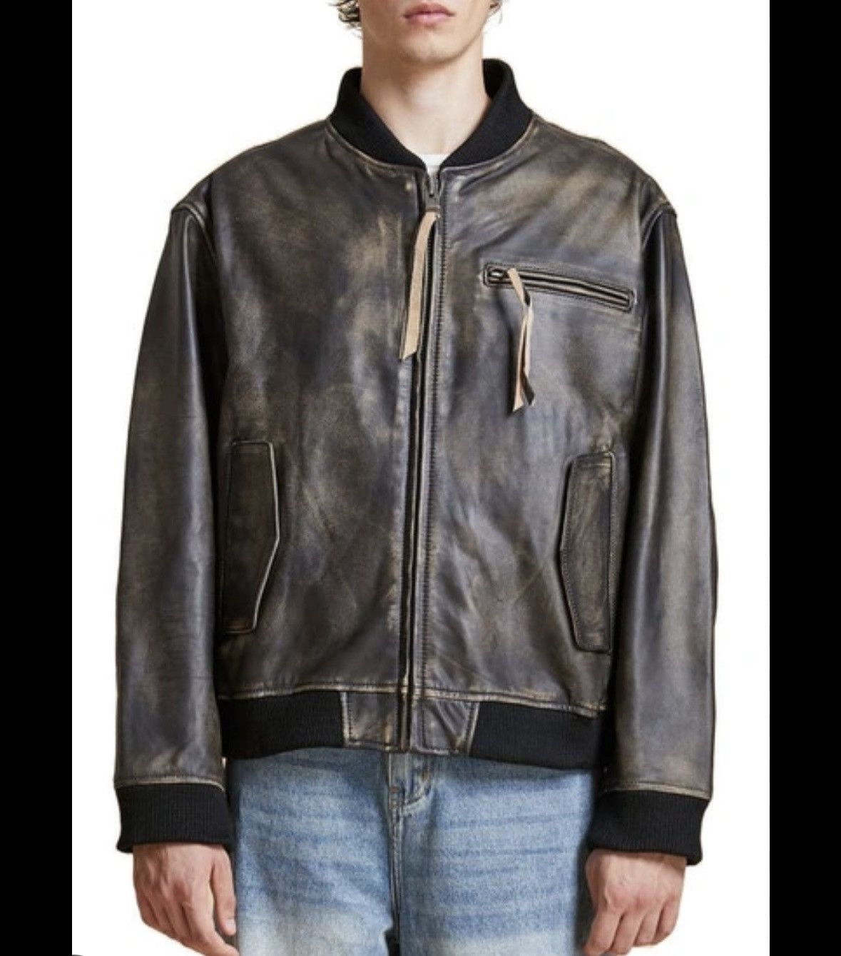 Designer Boxy Leather Bomber Jacket Size US M / EU 48-50 / 2 - 5 Thumbnail