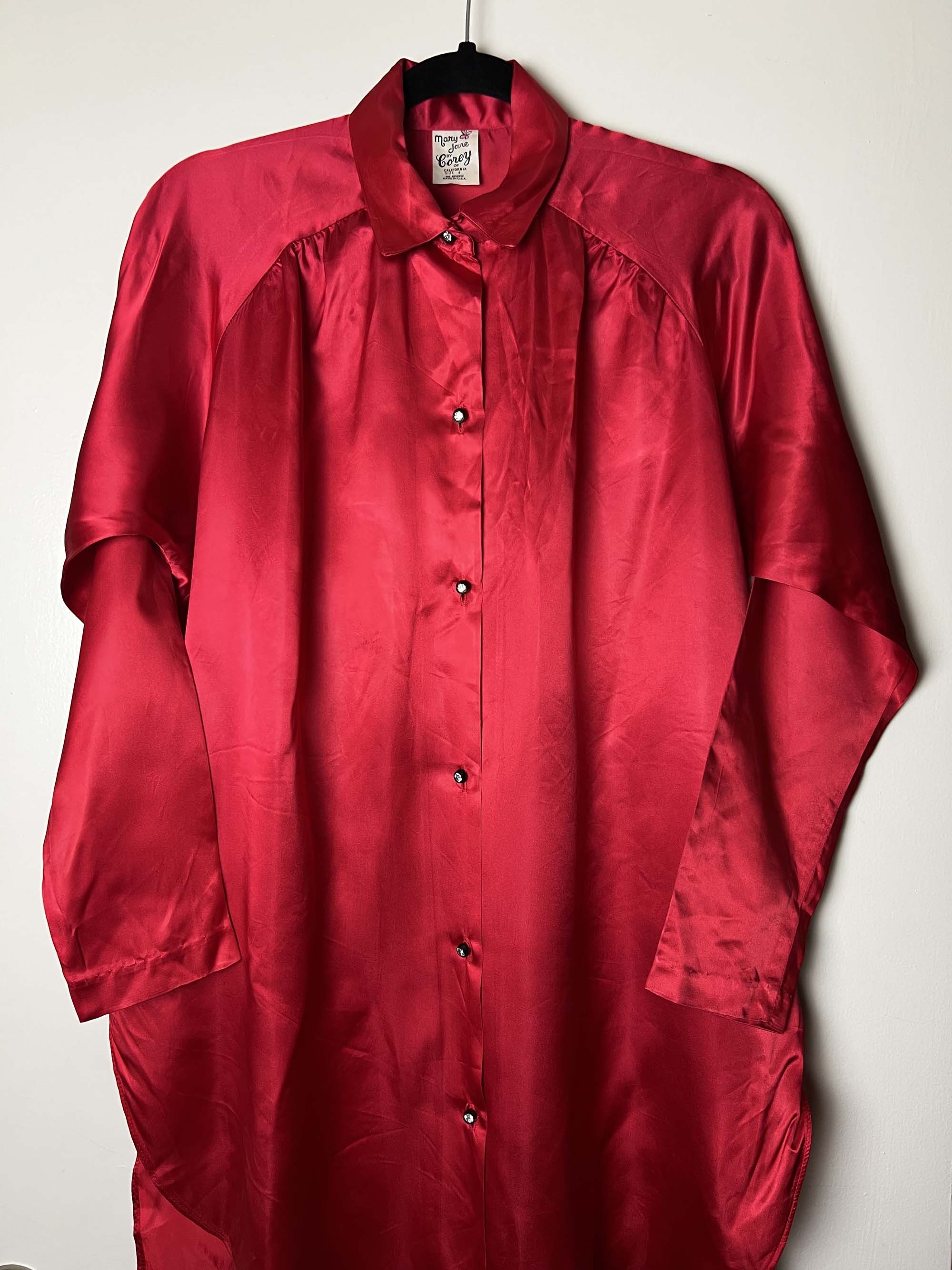 Vintage Vintage 1970's Red Mary Jane by Corey of CA, USA Shirt Dress Size S / US 4 / IT 40 - 3 Thumbnail