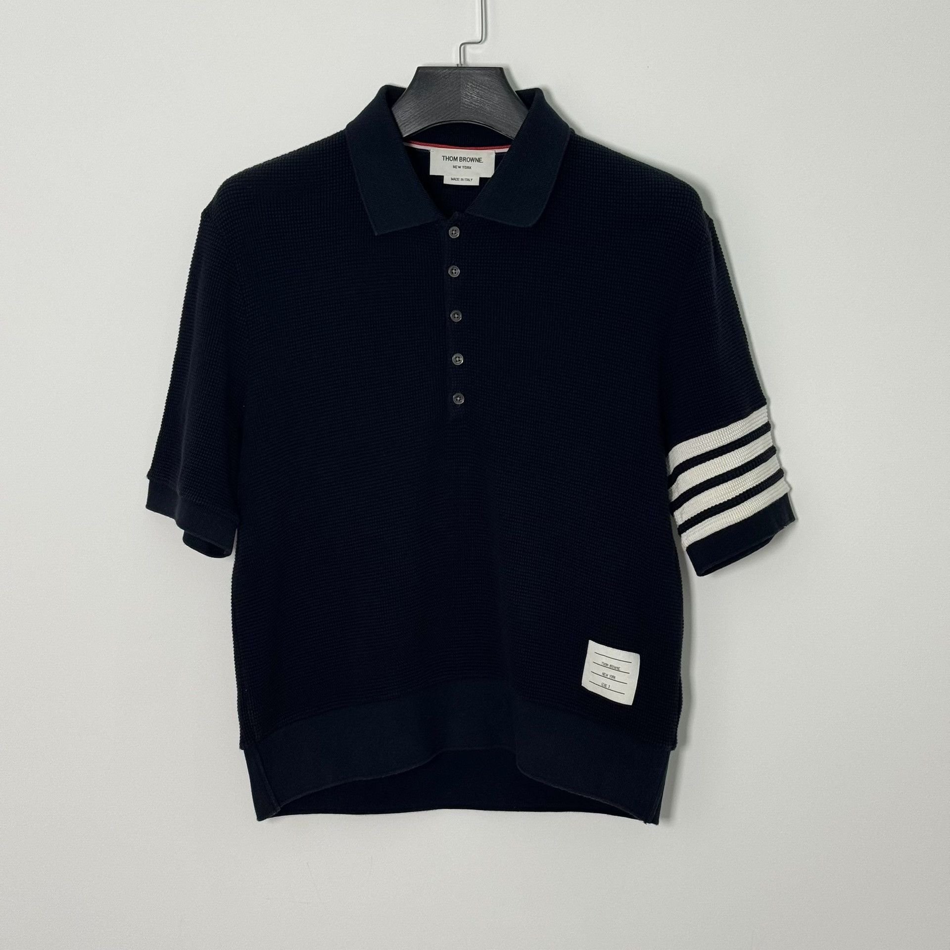 Thom Browne Thom Browne 4-Bar Stripe Waffle Polo Size 3 Size US L / EU 52-54 / 3 - 1 Thumbnail