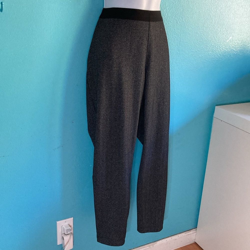 Eileen Fisher Eileen Fisher Herringbone Pull On Pants Size L Gray Print Size 31" - 10 Thumbnail