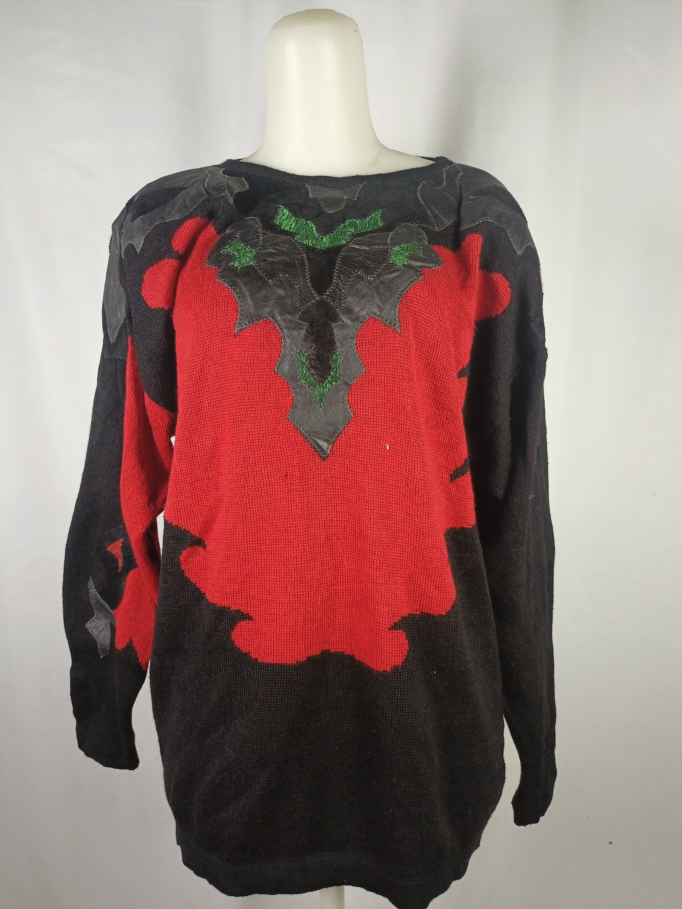 Japanese Brand Crazy Vintage Place Vendome leather Knit Crewneck Sweater Size M / US 6-8 / IT 42-44 - 1 Thumbnail