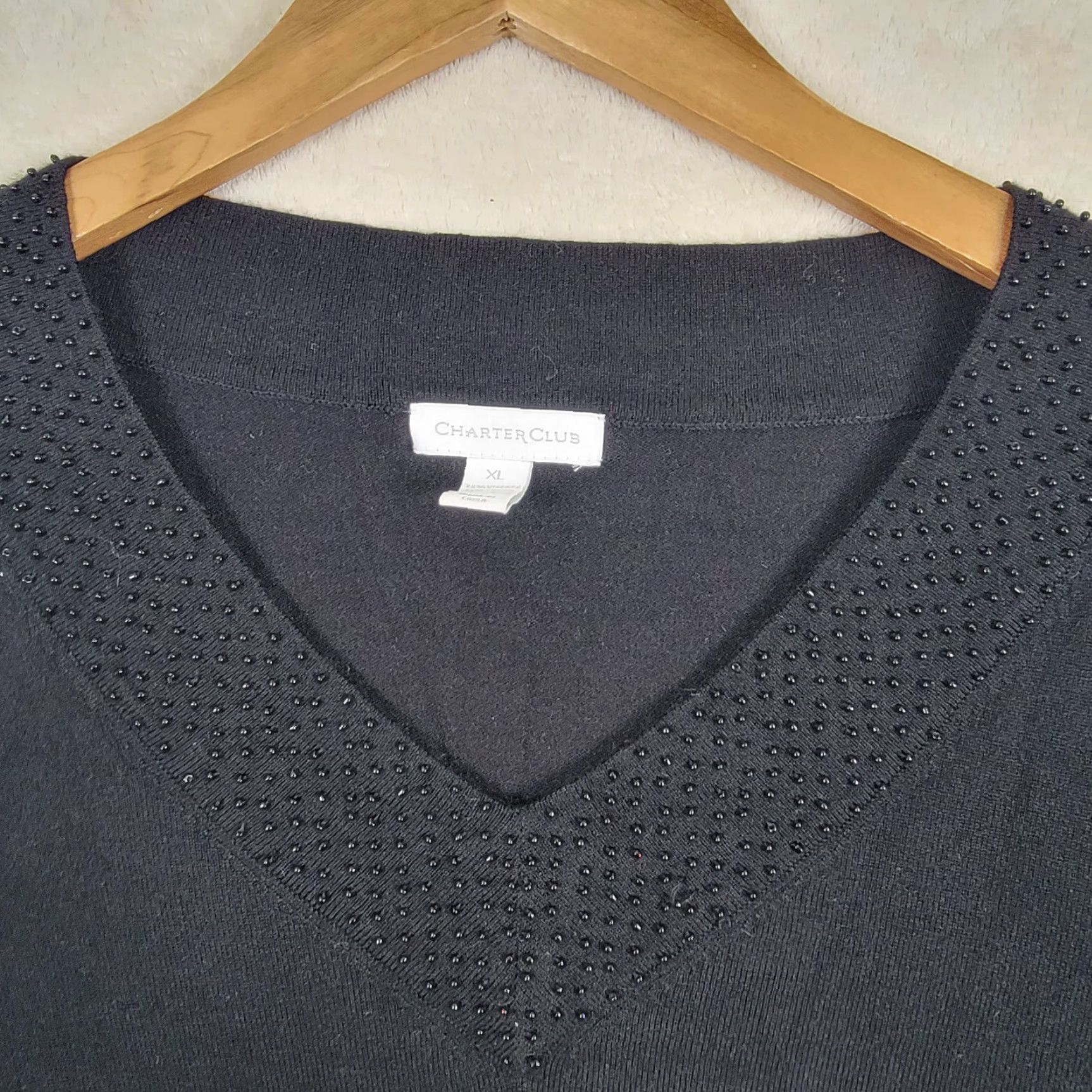Charter Club Vintage? No — CHARTER CLUB Sweater Womens XL Pullover Black Luxury V Neck Size XL / US 12-14 / IT 48-50 - 4 Thumbnail