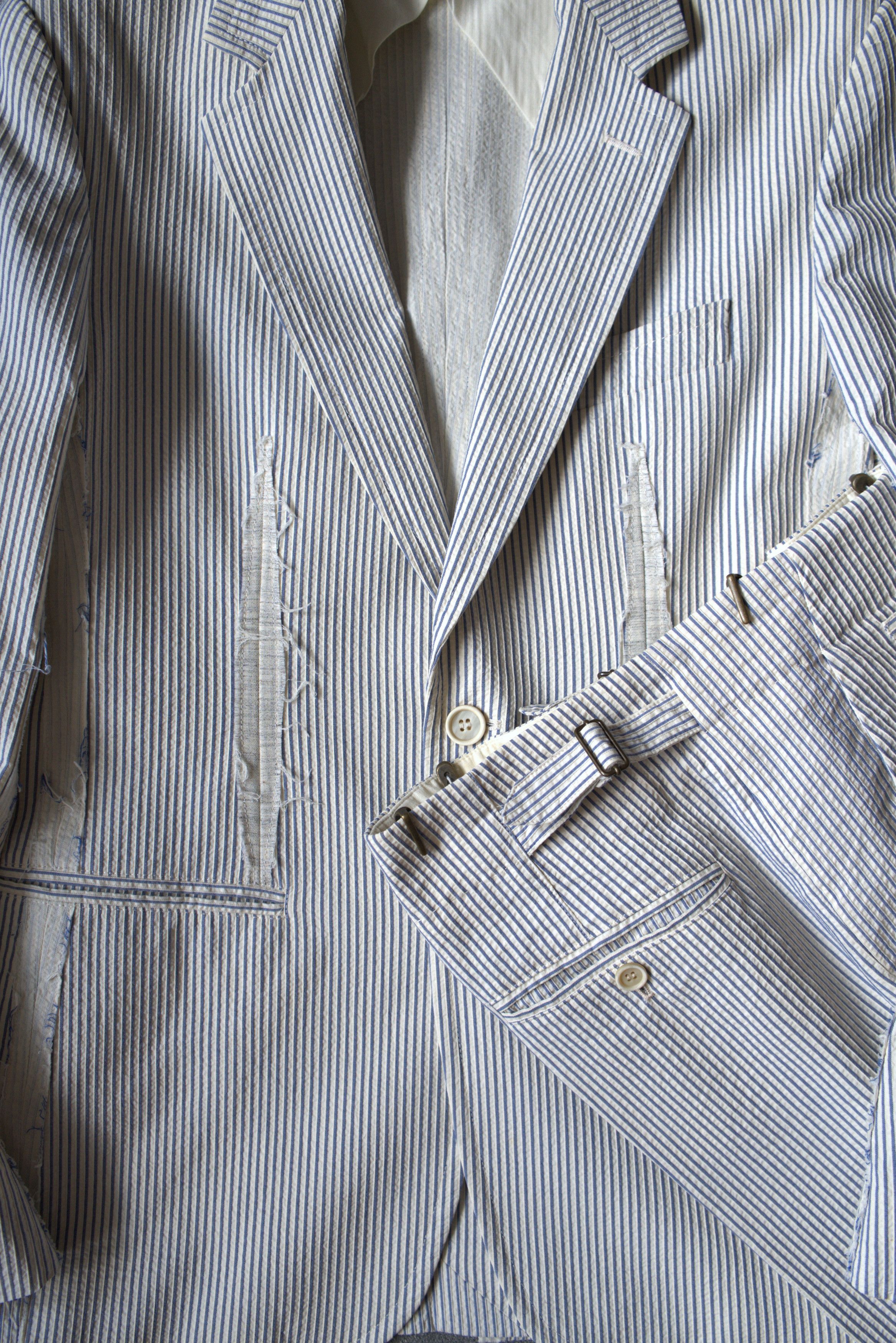 Alexander McQueen S/S 2006 Alexander McQueen RUNWAY Deconstructed Striped Suit Size 48R - 3 Thumbnail