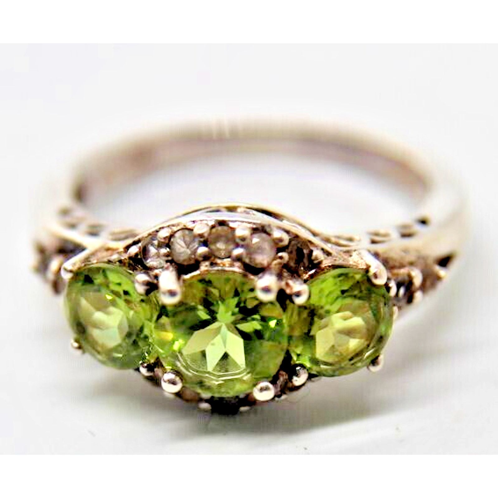 Other Harold Trujillo 3 Stone Peridot Ring • White Sapphire 925 Size ONE SIZE - 1 Thumbnail