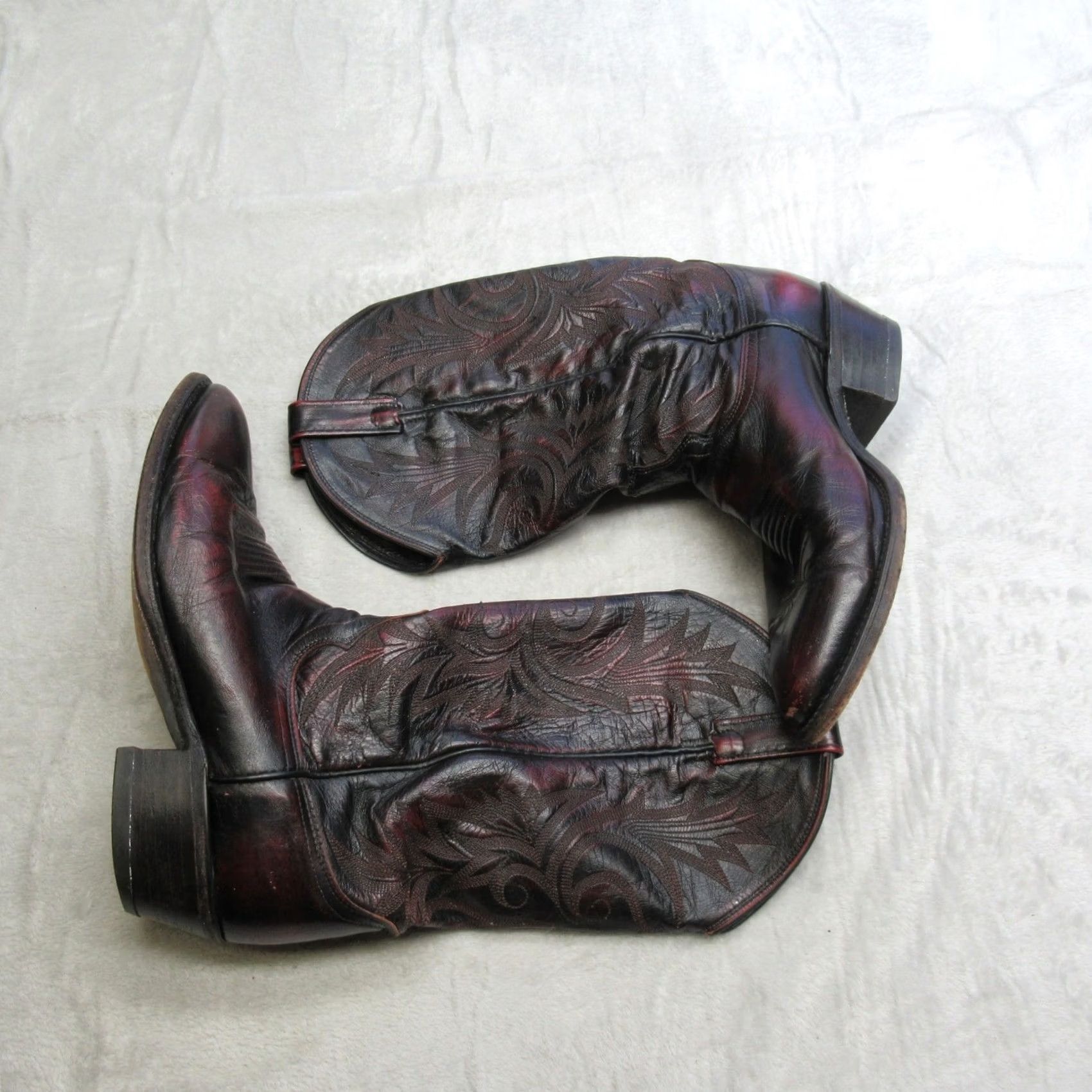 Dan Post Mens 8.5E WIDE Cowboy Boots Burgundy Leather  display picture 3