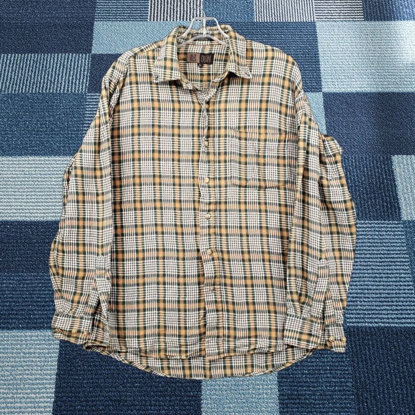 Oleg Cassini Oleg Cassini Shirt Mens L Large Button-Down Beige Plaid Cotton Size US L / EU 52-54 / 3 - 1 Thumbnail
