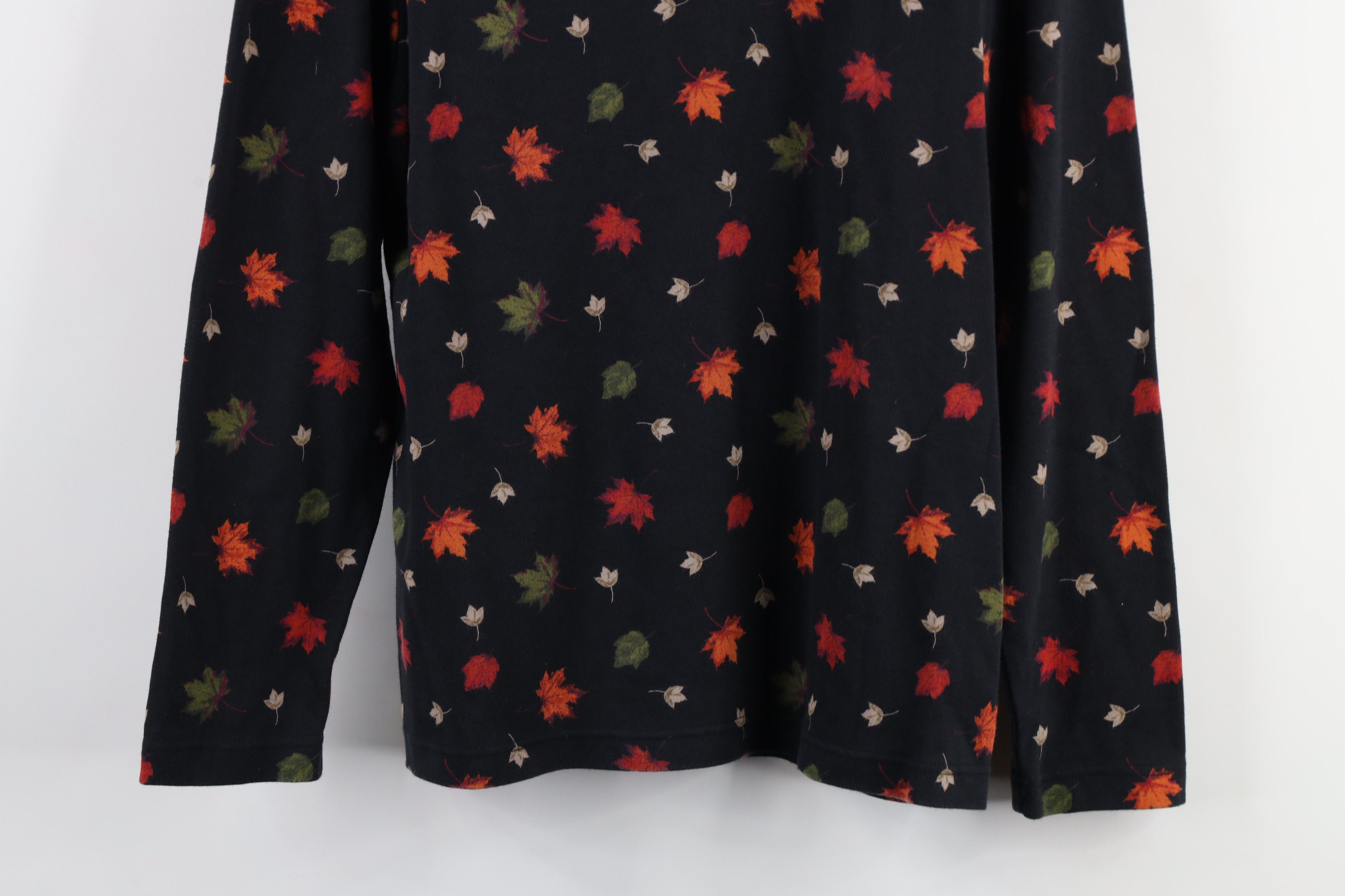 Vintage Vintage 90s Streetwear Nature Fall Leaves Mock Neck T-Shirt Size S / US 4 / IT 40 - 3 Thumbnail