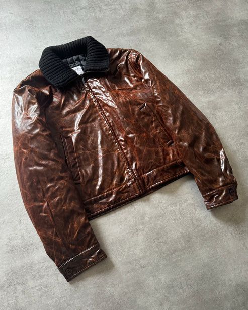 Moschino 2000s Moschino Enigmatic Brown Distressed Pilot Jacket Size US S / EU 44-46 / 1 - 3 Thumbnail