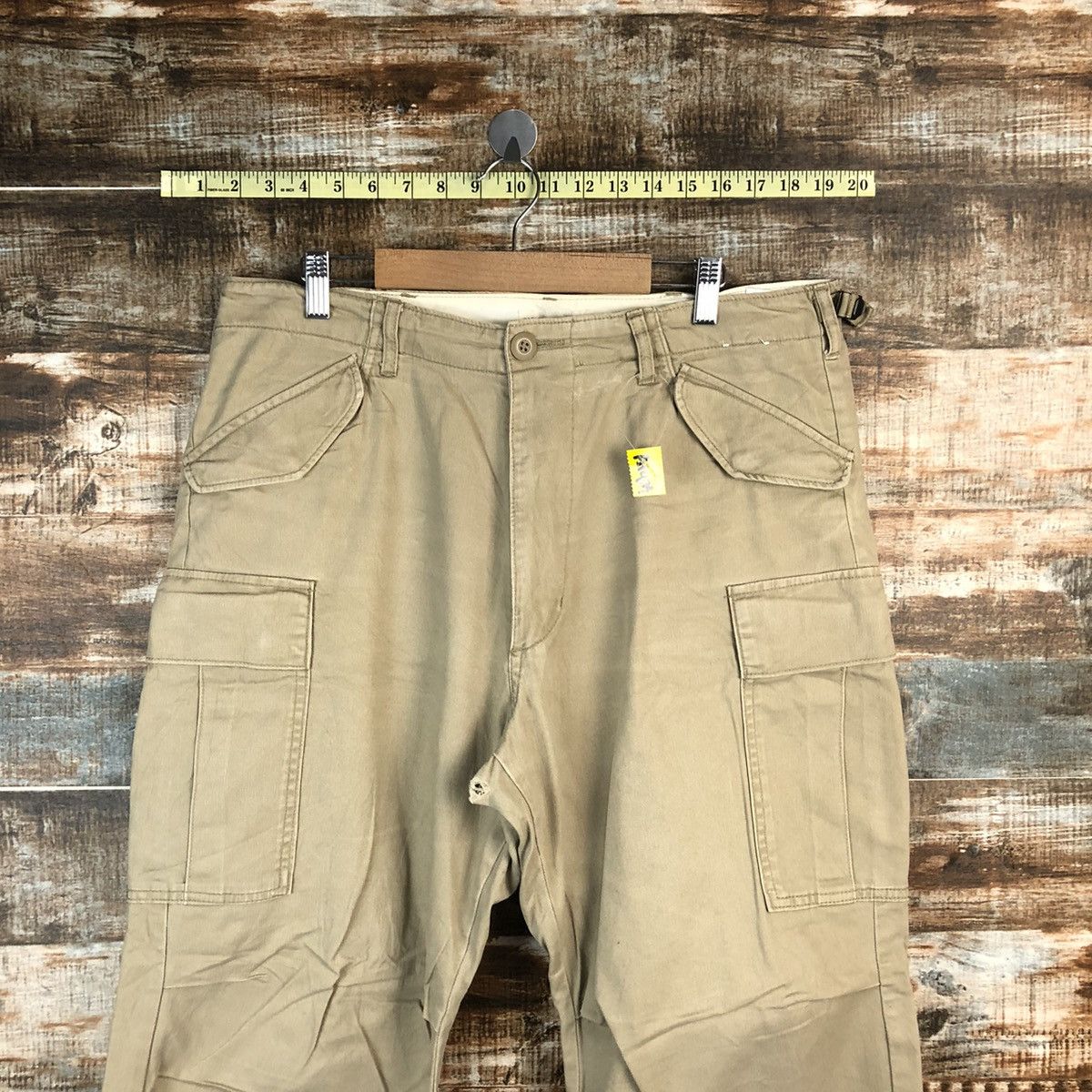 Japanese Brand Back Number Cream Cargo Multipocket Pants #A1423 Size US 33 - 4 Thumbnail