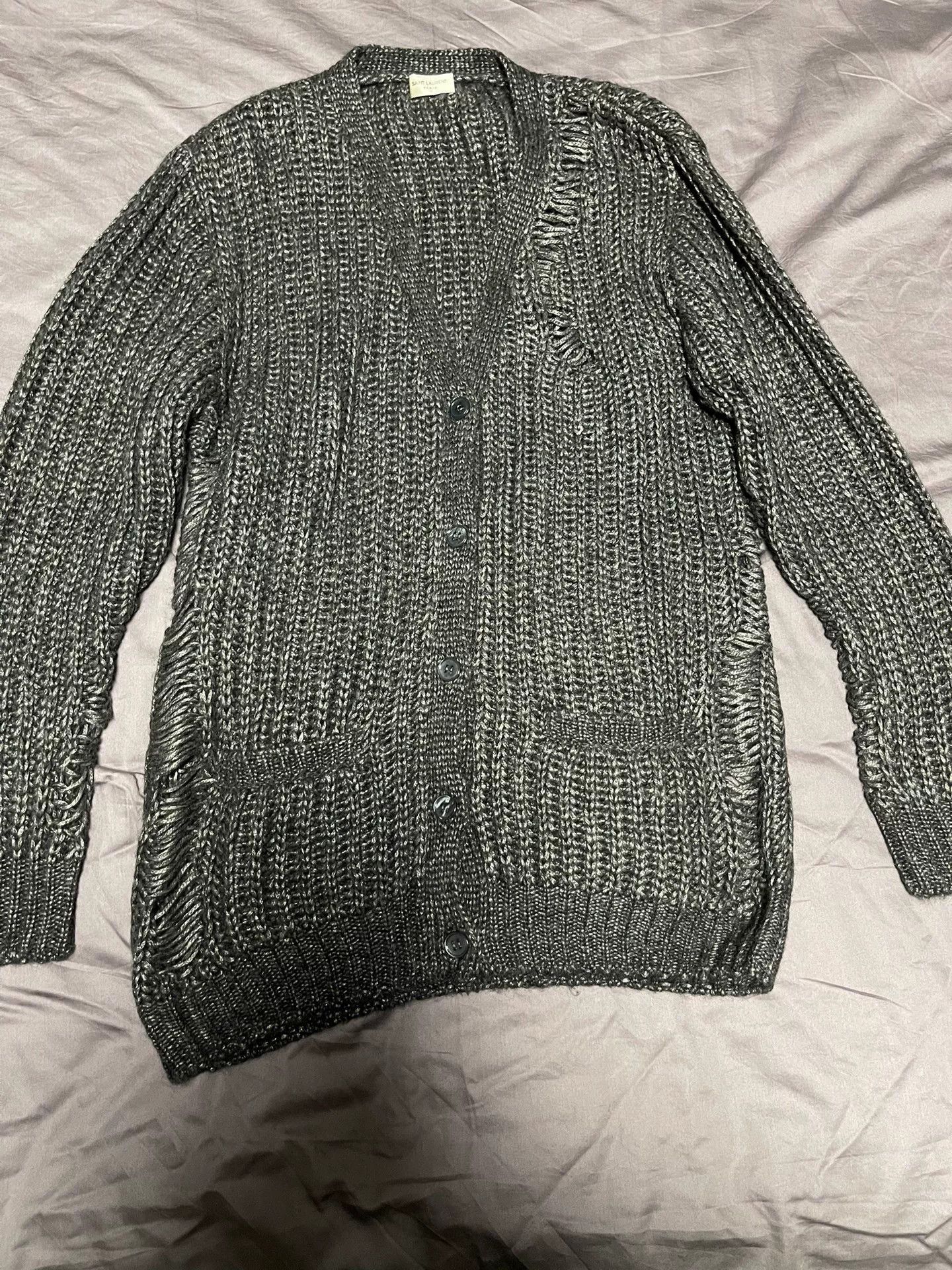 Saint Laurent Paris saint laurent gray distressed cardigan. Size US XS / EU 42 / 0 - 1 Thumbnail