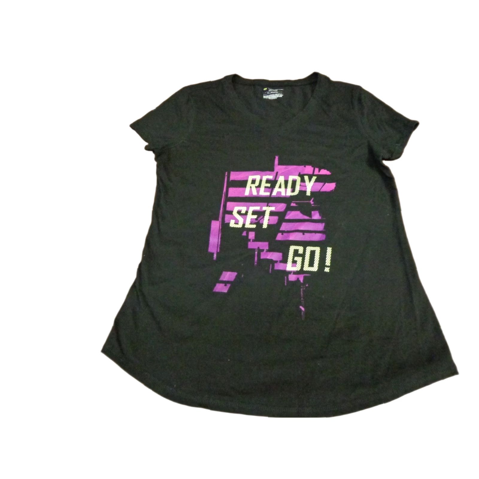Tek Gear Womans Tek Gear T Shirt Small Ready, Set, Go Dry Tek Tee S1 Black Women Short Sleeve Athletic Tops Running Cotton Blend | Mens Womens? Size S / US 4 / IT 40 - 1 Thumbnail