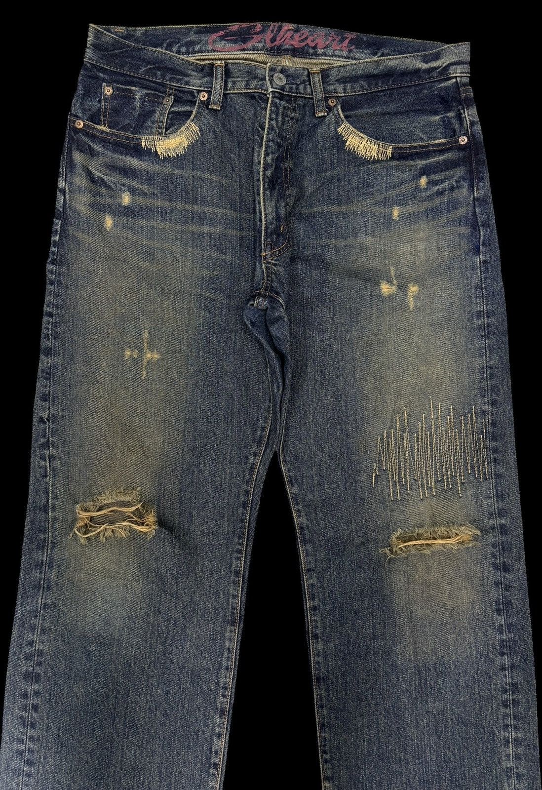 Tornado Mart GL HEART RUSTY BAGGY DISTRESSED DENIM JEANS Size US 35 - 5 Thumbnail