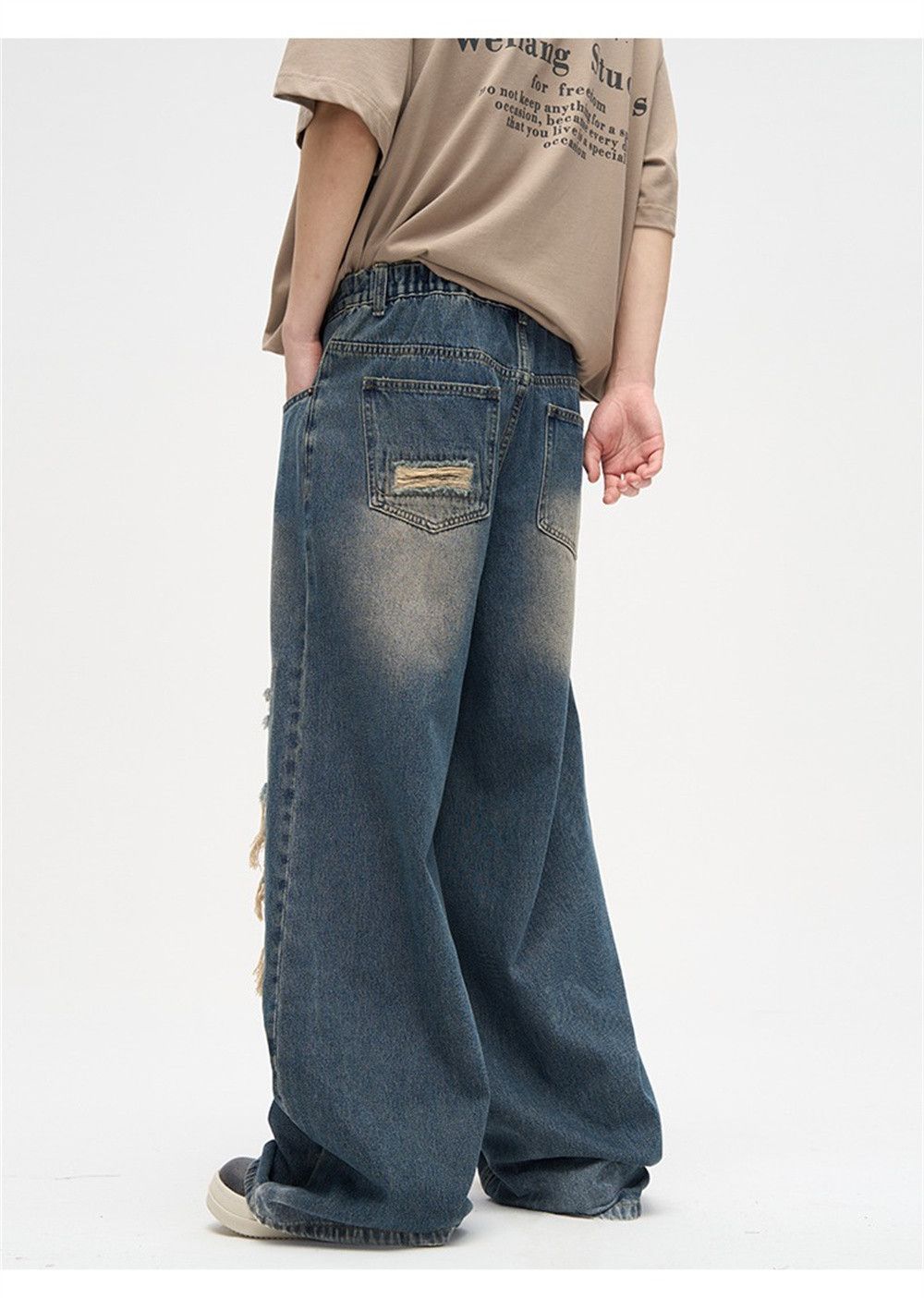 Japanese Brand × Jean Loose Straight Leg Ripped Jeans Men Size US 30 / EU 46 - 4 Thumbnail