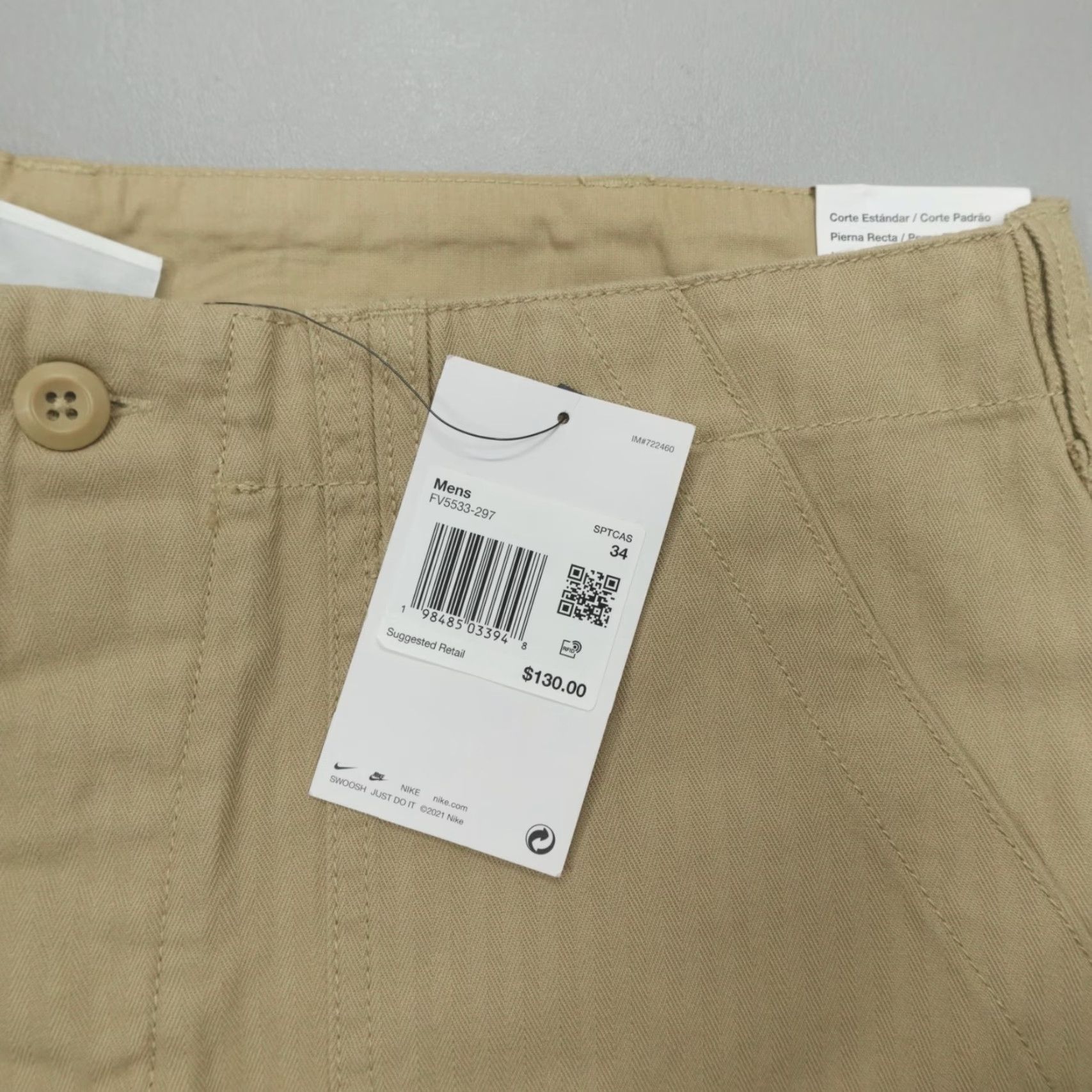 Nike Nike Life Fatigue Pants Straight Leg Mens 34 Beige Cotton 100% Khakis Casual Workwear Pockets Flat Front Military Vintage No 34 Mens Size US 34 / EU 50 - 2 Thumbnail