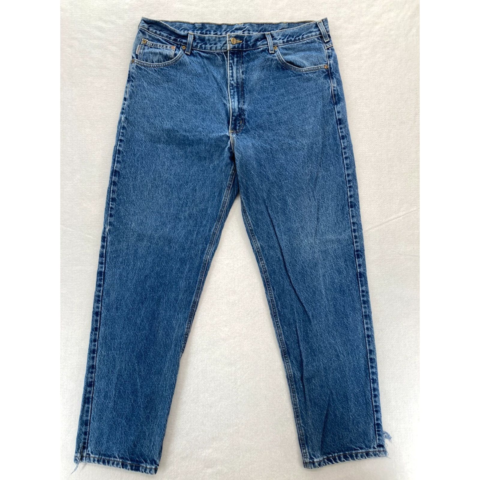 Carhartt VINTAGE Carhartt Jeans Mens 40x34 Medium Wash Blue Denim Tapered Leg Union Made Size US 40 / EU 56 - 2 Thumbnail
