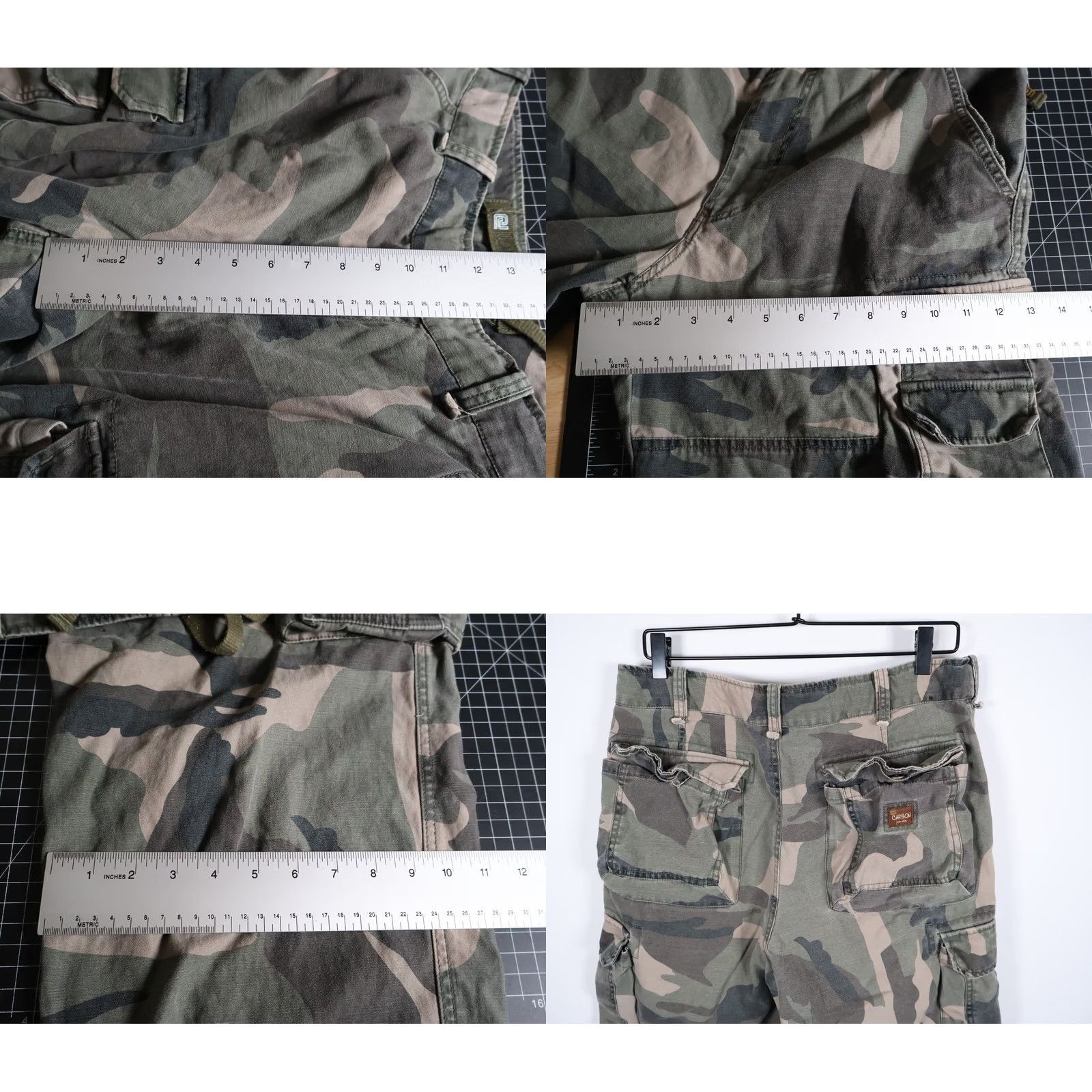 Carbon VTG Carbon Camouflage Cargo Pants Men's 32 x 28 Wide-Leg 10" Leg Opening Regular Inseam 28" Ramie Cotton Blend Vintage Y2K Size US 32 / EU 48 - 8 Thumbnail