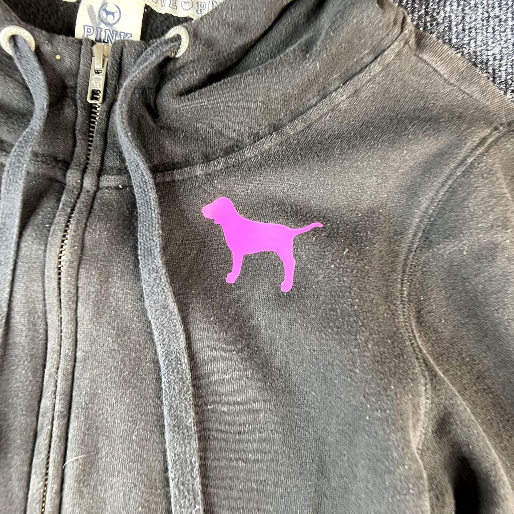 Pinko Victoria's Secret PINK Hoodie Womens Medium Olive Love Pink Zip Up Sweatshirt Size M / US 6-8 / IT 42-44 - 7 Thumbnail