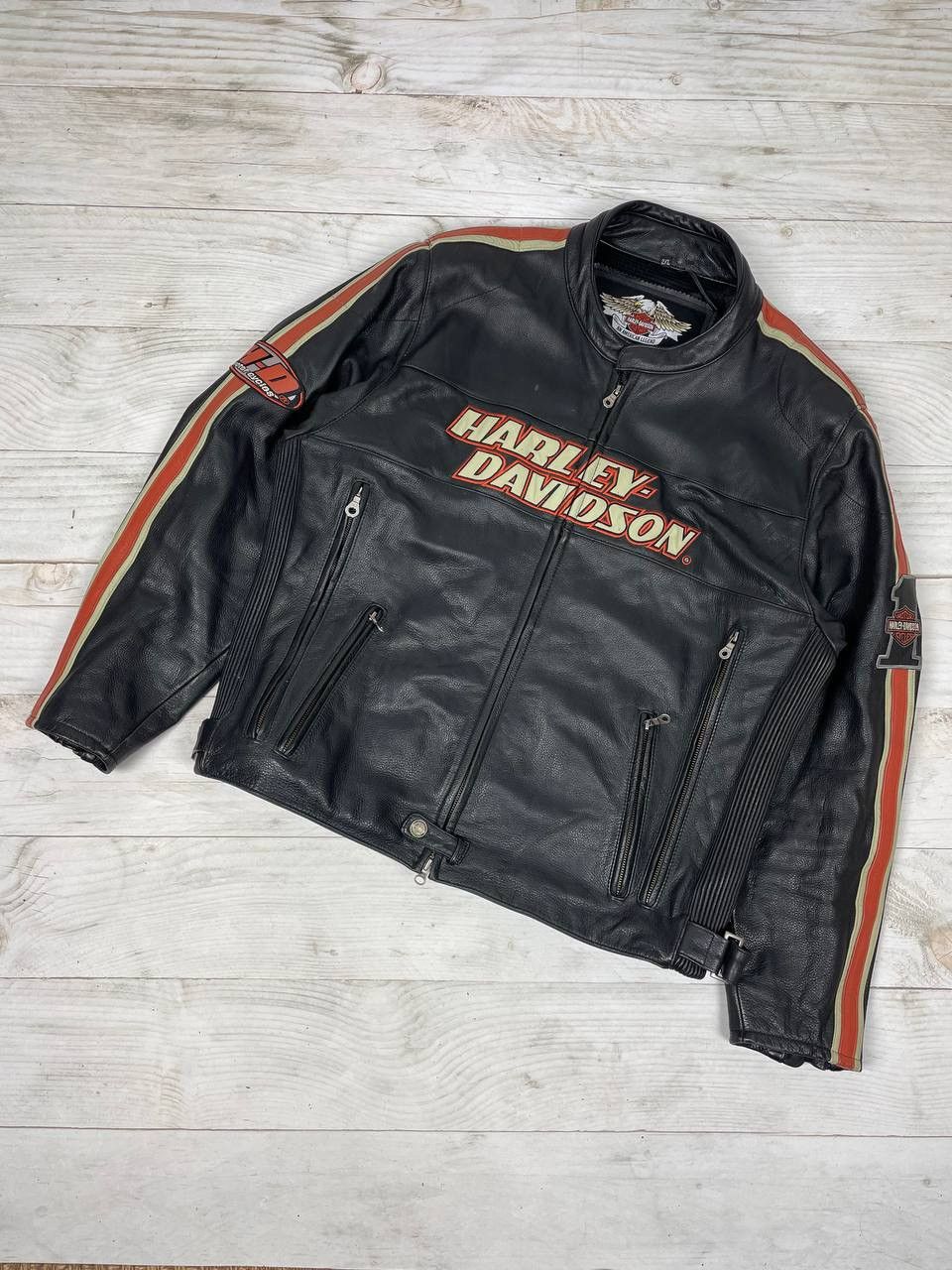 image of Vintage Harley Davidson Motorcycles Leather Jacket Biker Y2K in Black, Men's (Size 2XL)