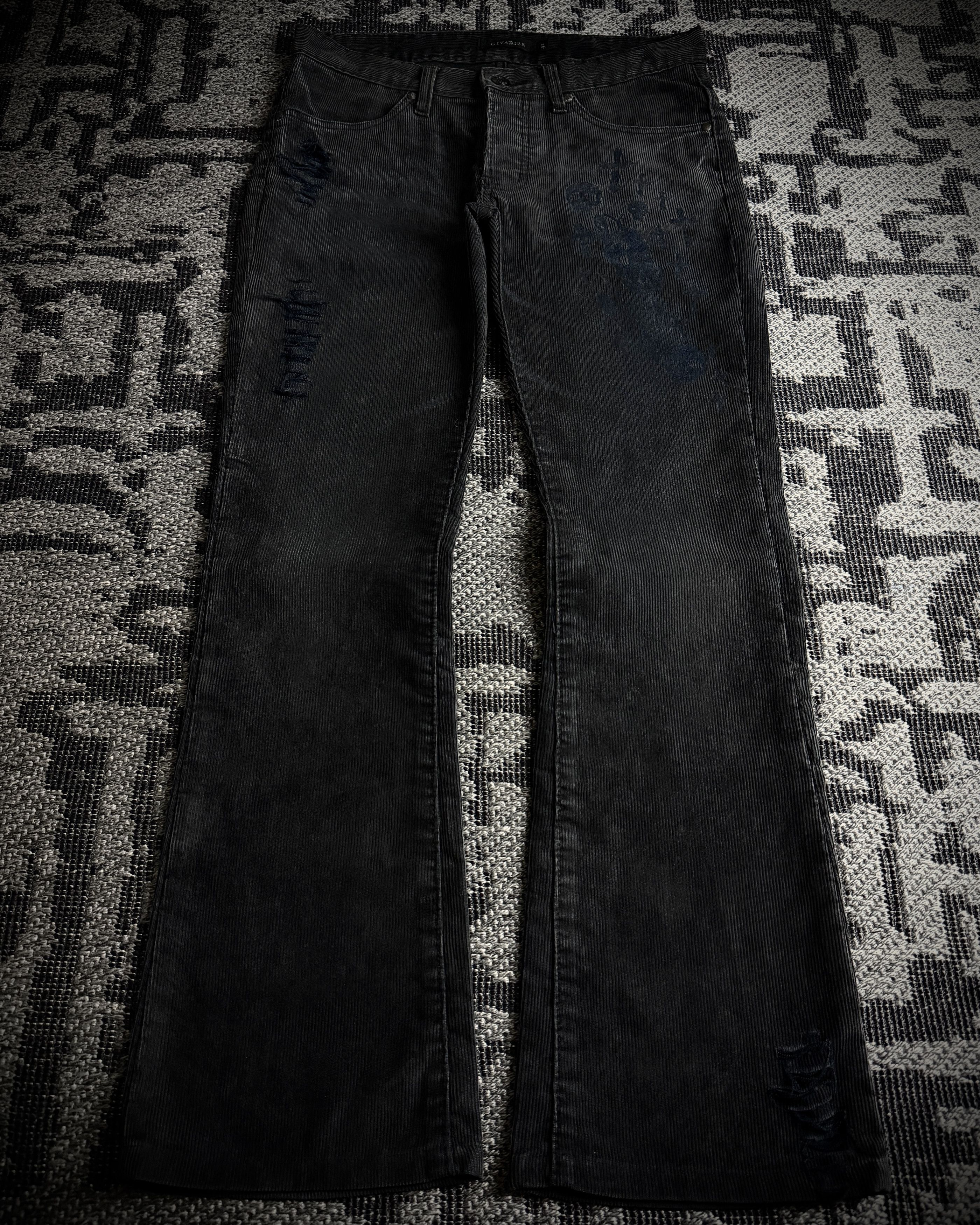 CIVARIZE CIVARIZE Skull Cross Corduroy Distressed Bootcut Pants Size US 30 / EU 46 - 1 Thumbnail